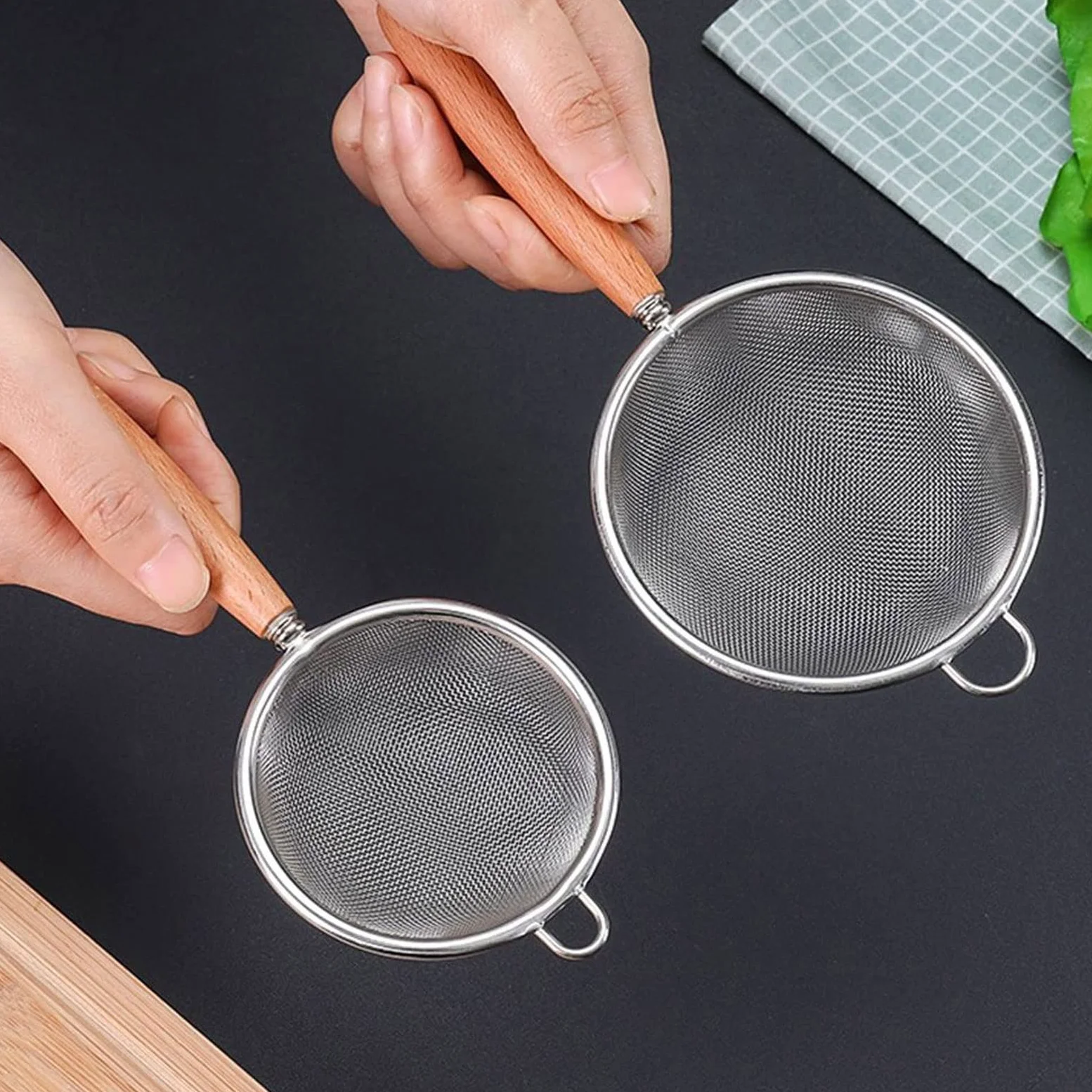 Colador Grande de Malla Fina de Acero Inoxidable para filtrar y tamizar en la Cocina