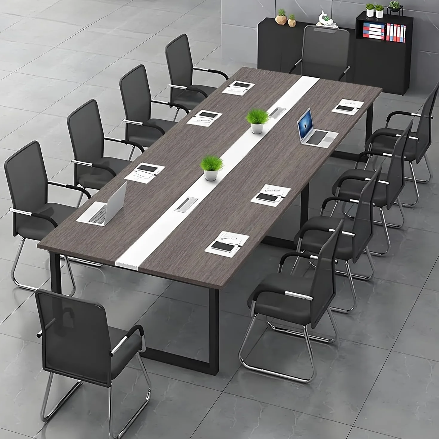 Mesa de Conferencias Grande para Oficinas – Mesa de Reuniones para Muchas Personas, Diseño de Madera, Fácil Montaje, Espacio Amplio para Seminarios y Aulas (Sillas No Incluidas)