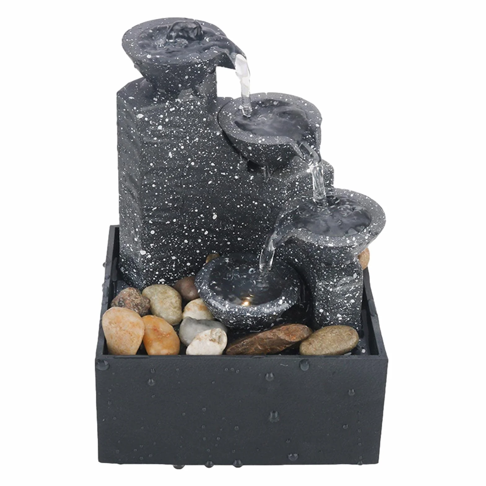 Fuente de Agua de Escritorio con Cascada y Luces - Decoración de Espacios Interiores