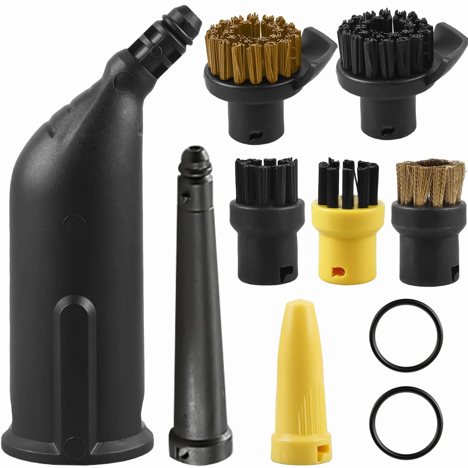 10 piezas accesorios para limpiador de vapor Kärcher SC1 SC2 SC3 SC4 SC5, juego de piezas de repuesto con boquilla extendida, boquilla curvada, cepillos redondos y boquilla para juntas, juego de