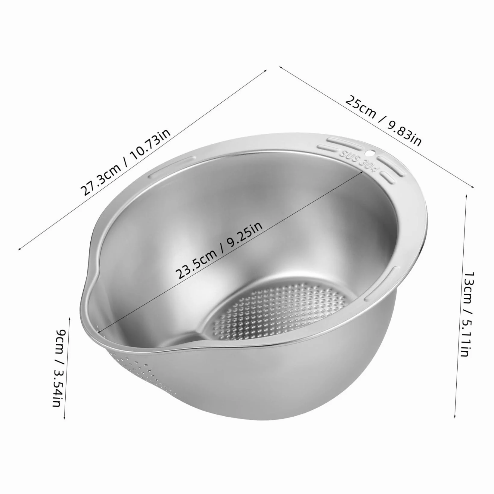 TOYANDONA Colador de Arroz de Acero Inoxidable con Base Antideslizante y Malla Fina Cuenco Multifuncional para Lavar y Escurrir Cocina Diseño Compacto y Estable