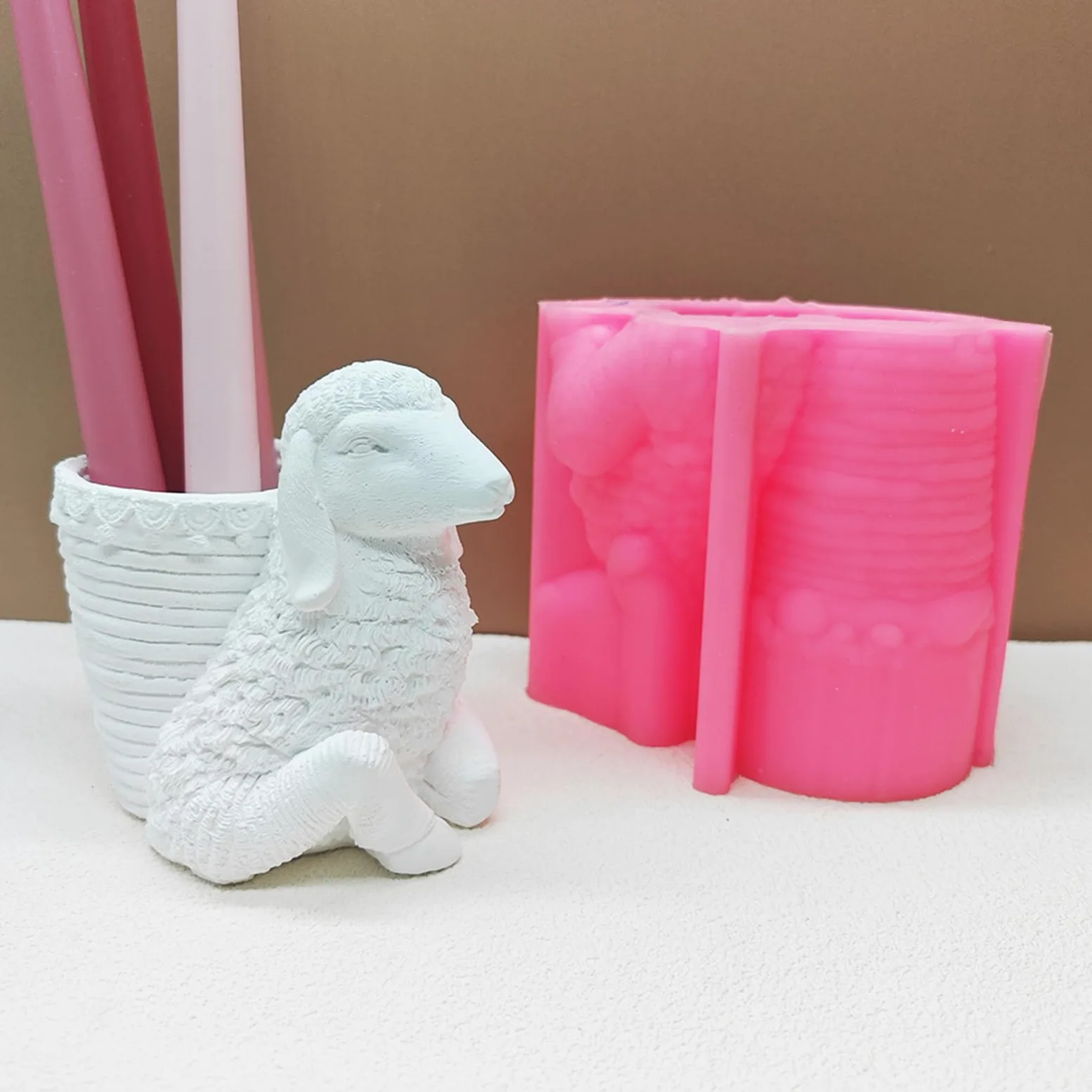 Adorable molde decorativo de silicona para macetas de suculentas, diseño de ovejas de dibujos animados para macetas y bolígrafos suculentas