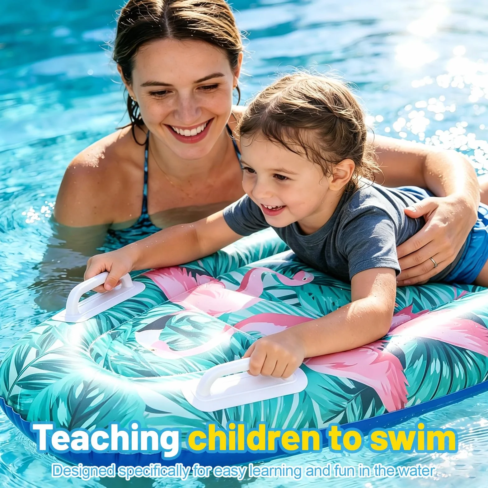 Niños Bodyboard Inflable con Asas 70x50cm Tabla de Surf Hinchable Flotante para Piscinas