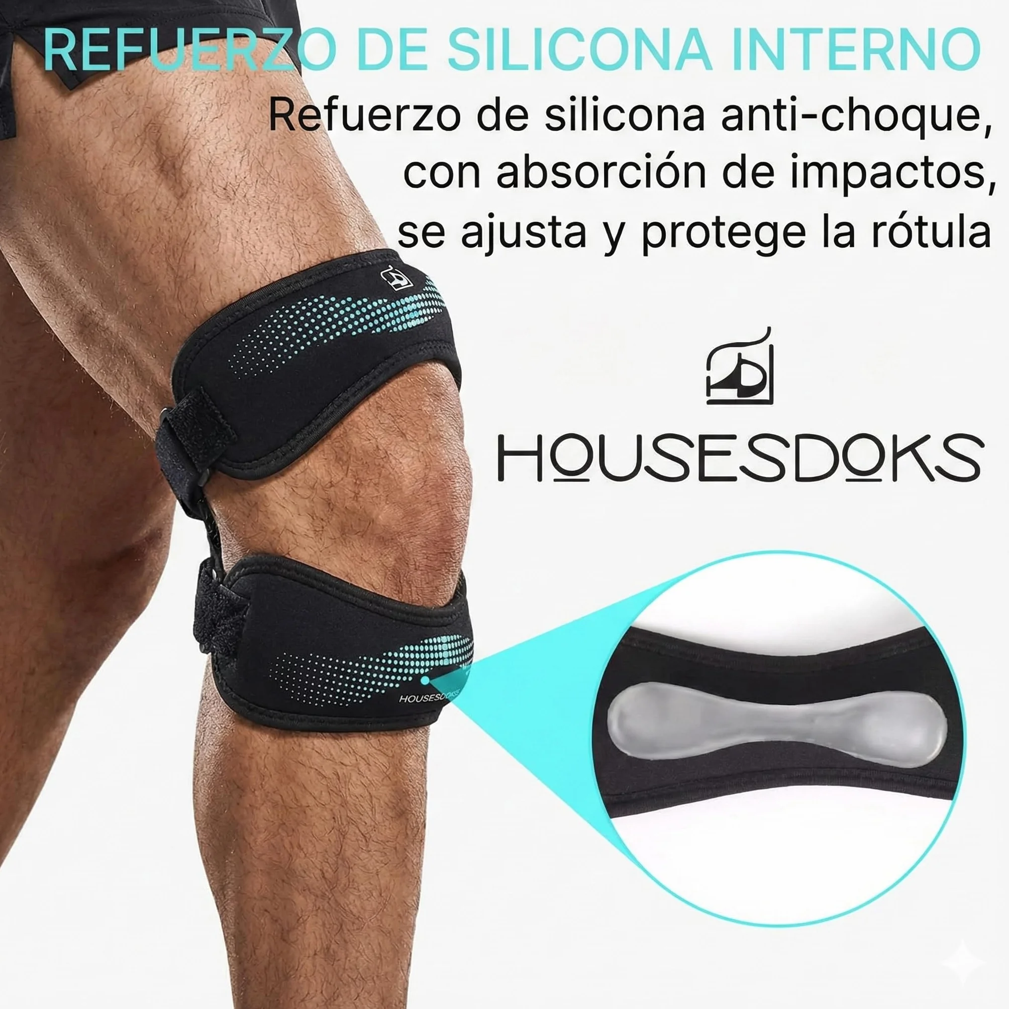 Cintas Rotulianas con Refuerzo de Silicona Pack 2 Rodillera Ajustable Doble Sujeción para Pádel Tenis Running