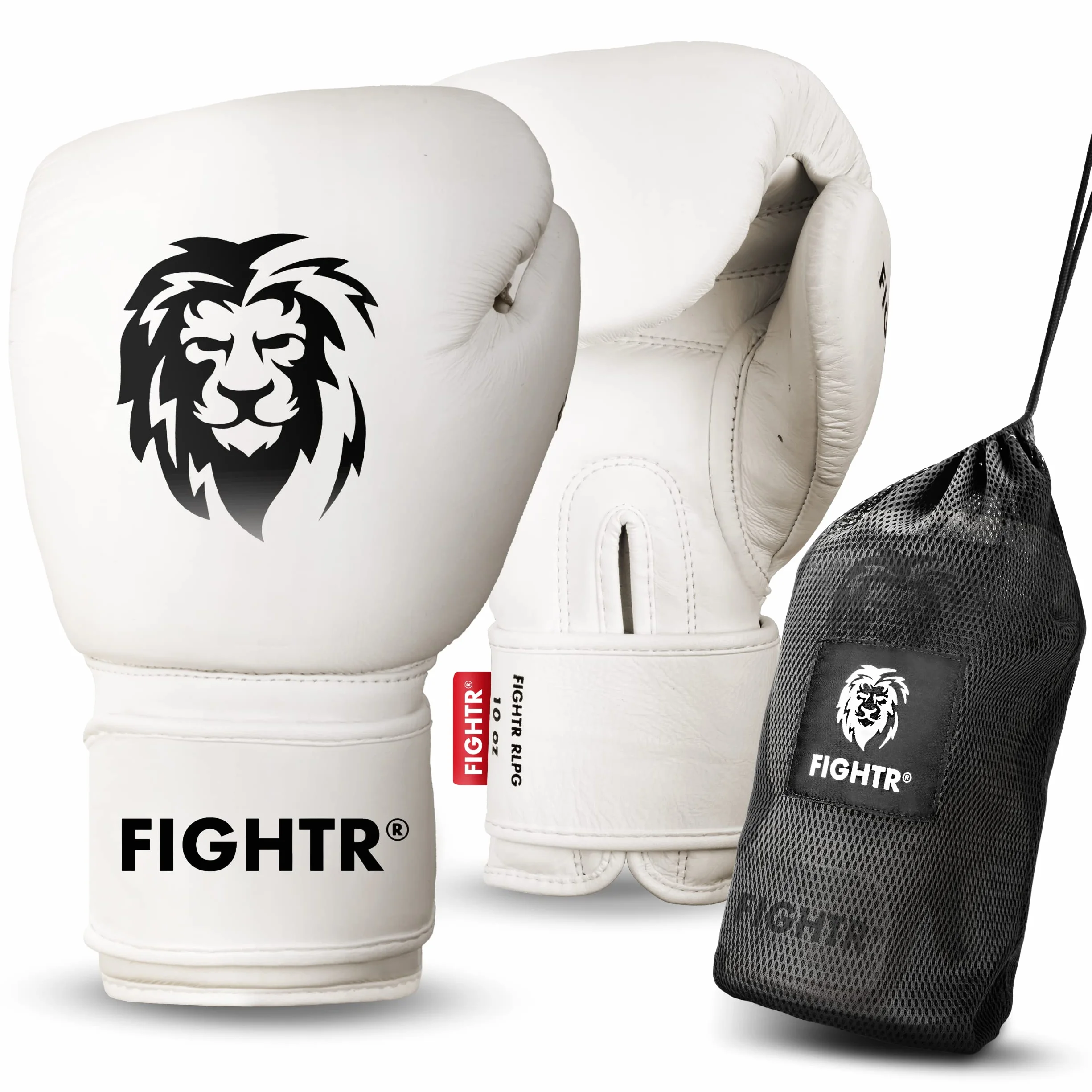 FIGHTR® Guantes de Boxeo de Piel auténtica 10-16 oz con Bolsa de Transporte