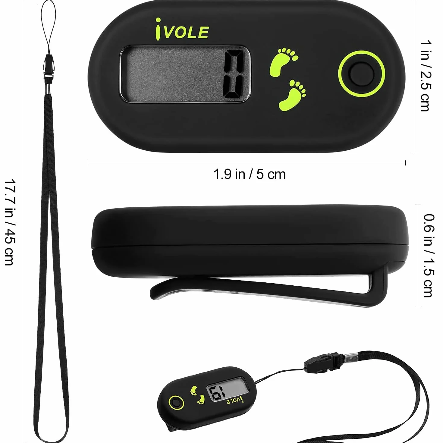 Podómetro Electrónico 3D Mini para Caminar, Contador de Pasos para Fitness, Niños, Hombres, Mujeres, Ancianos