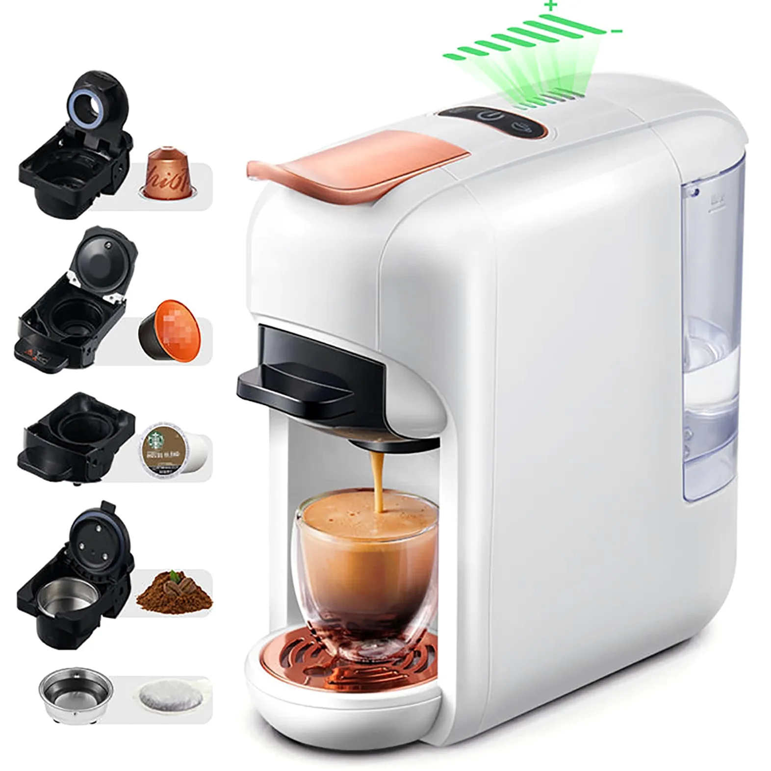 Cafetera de café multicápsulas con presión de 19 bares para cápsulas y espresso, ideal para uso doméstico u oficina