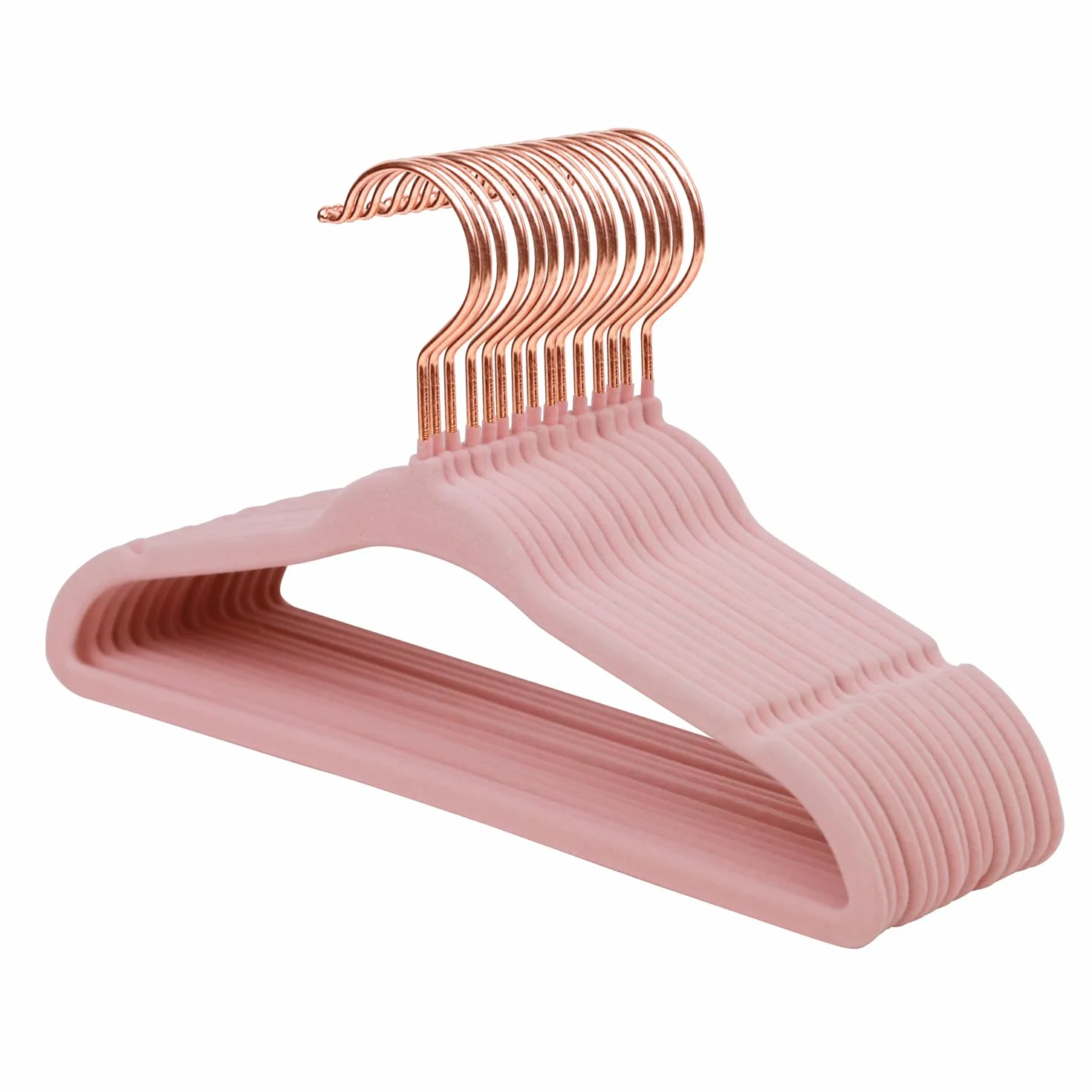ManGotree Perchas de Terciopelo para Bebé 28 cm Antideslizantes Giratorias 360° Paquete de 15 Rosa