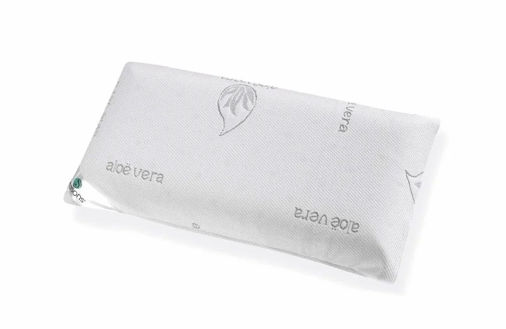 SEASONS - Almohada Viscoelástica Transpirable, 105 cm, Perforada, Antiácaros, Tejido con Aloe Vera con Hilo de Plata, Doble Funda, Tratamiento con Limpieza de Ozono, Fabricado en España