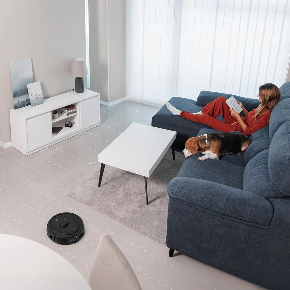 Cecotec Robot Aspirador Conga 9990 AI Spin Revolution Ultra Power Home, 10.000 Pa, Navegación láser, Base de autovaciado, Inteligencia Artificial, Evita Objetos, Control App, 240 min Autonomía