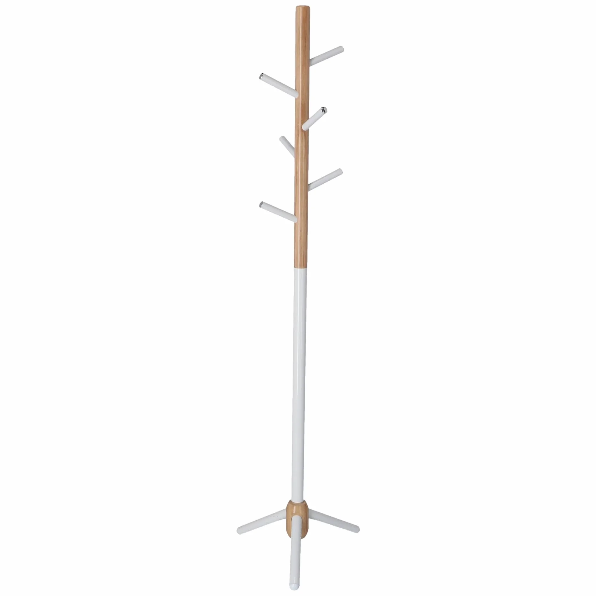 WELL HOME MOBILIARIO & DECORACIÓN Perchero Infantil Half de 6 Perchas, en Metal Blanco y Madera, 28x28x176 cm