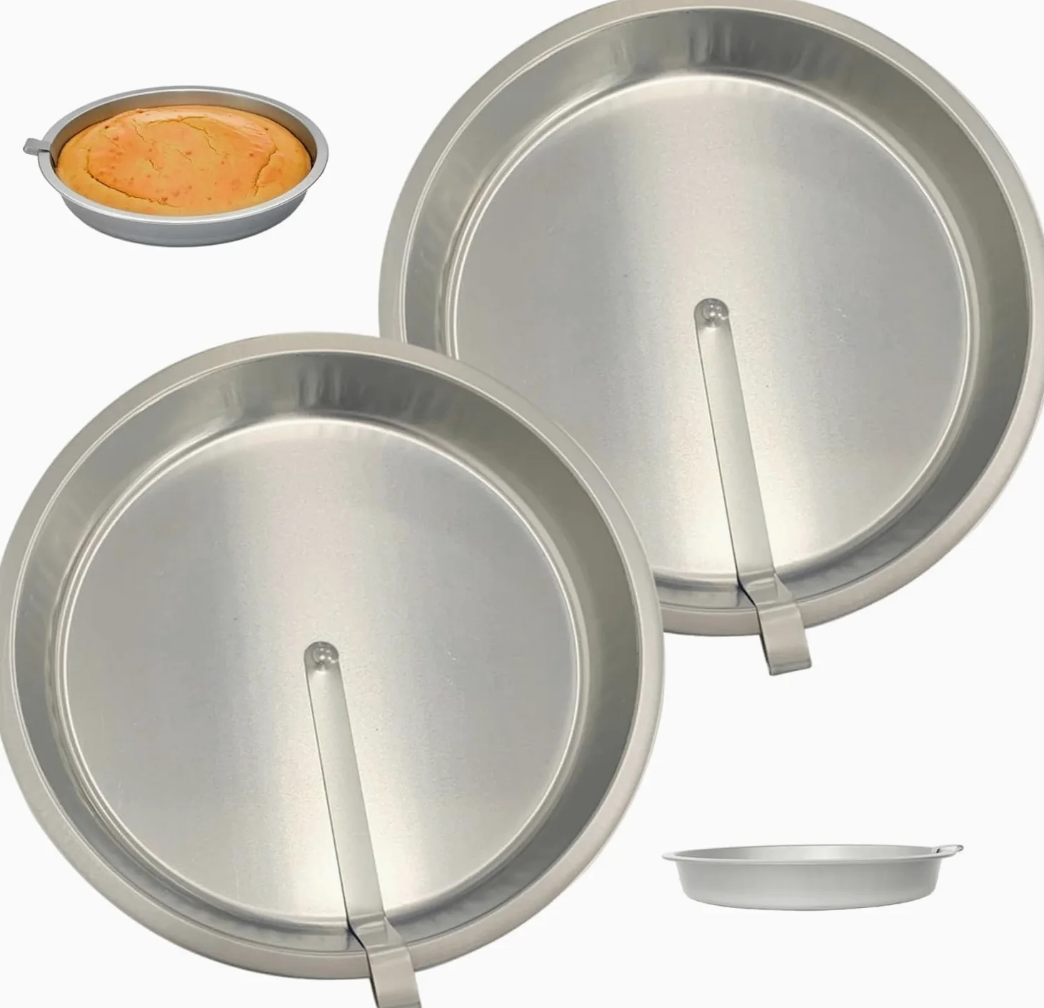 Paquete De 2 Moldes Redondos para Pasteles De 25 Cm (10 Pulgadas), De Hojalata Resistente, Antiadherentes Y Fáciles De Desmoldar, con Cuchilla Giratoria Incorporada para Pasteles