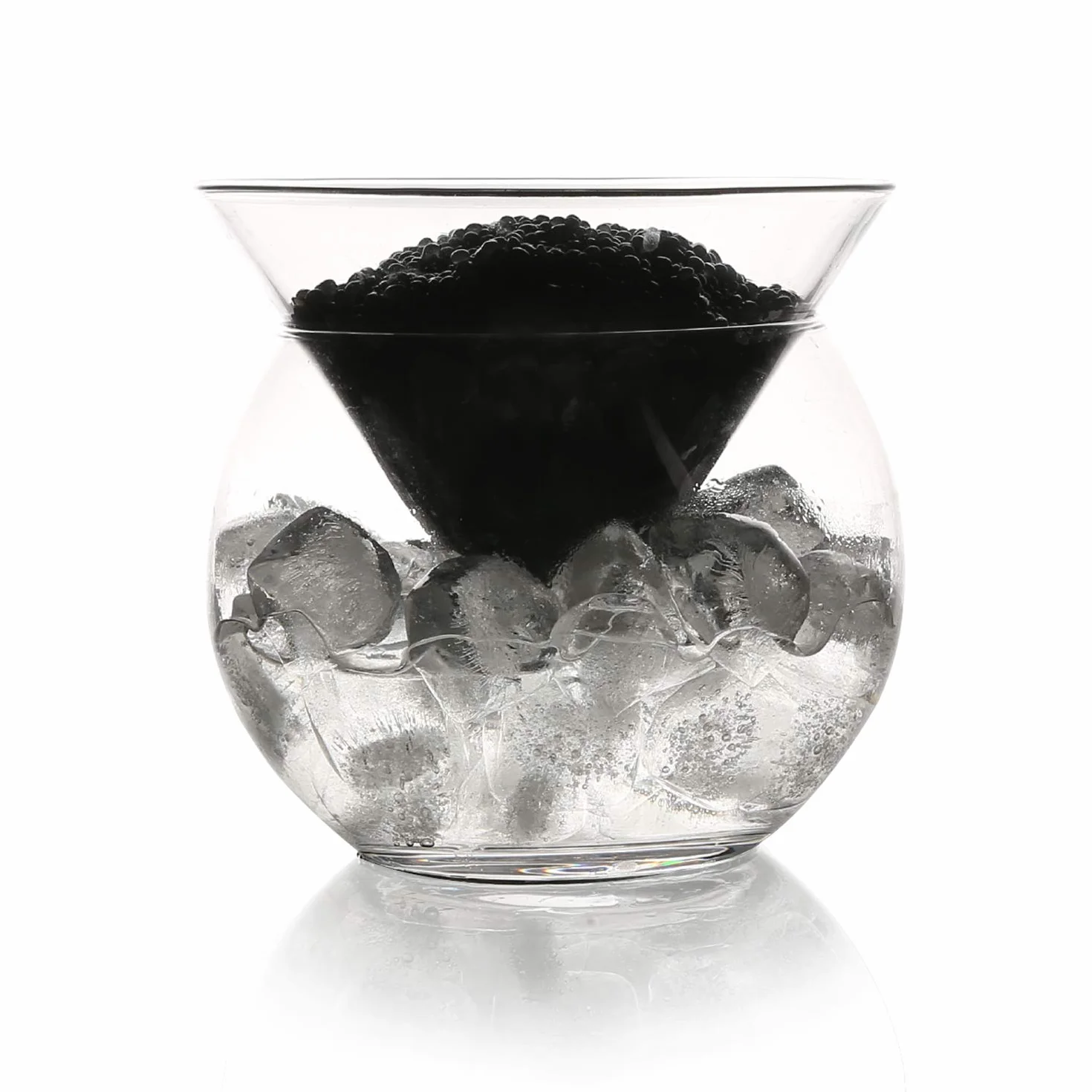 DUEBEL Enfriador De Caviar De Vidrio Dubel Añadir 2 Cucharas De Concha Enfriador De Cóctel Martini Universal De 8 cm De Caviar De Perla