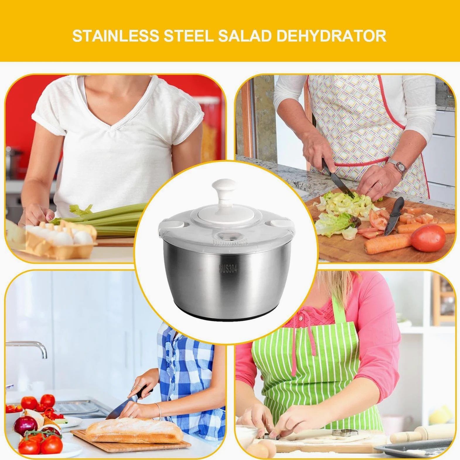 Generisch Centrifugador de ensalada grande, escurridor de ensalada | secadora | Secador de ensalada, escurridor de frutas, escurridor de verduras con mango giratorio, de ensalada de