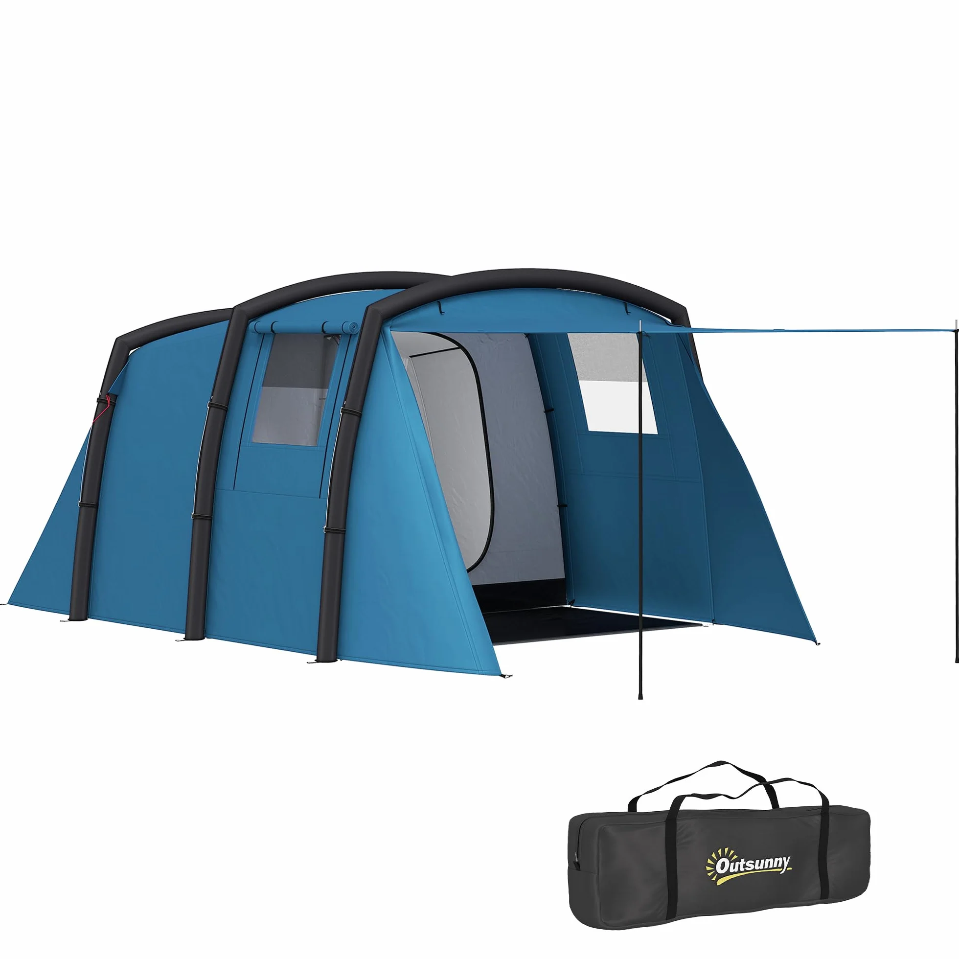 Outsunny Tienda de Campaña Inflable Familiar Tipo Túnel 3-6 Personas Glamping con Vestíbulo Protección UV 50+ Impermeable