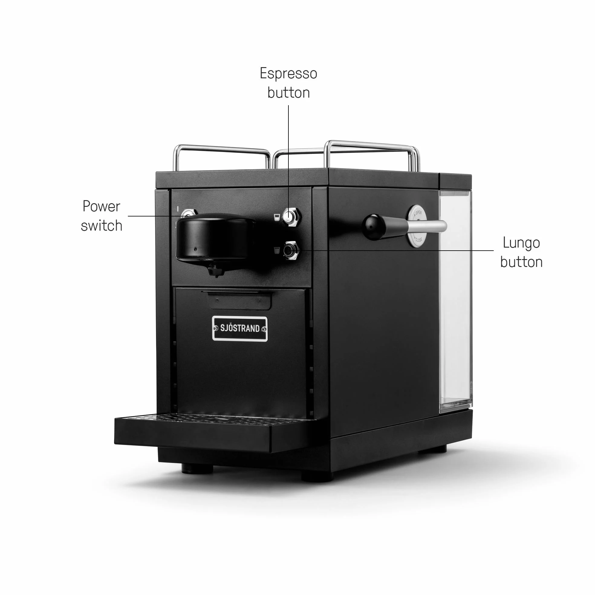 Sjöstrand The Original Máquina de Espresso - compatible con Nespresso, carcasa de acero inoxidable (Acabado Negro Mate)
