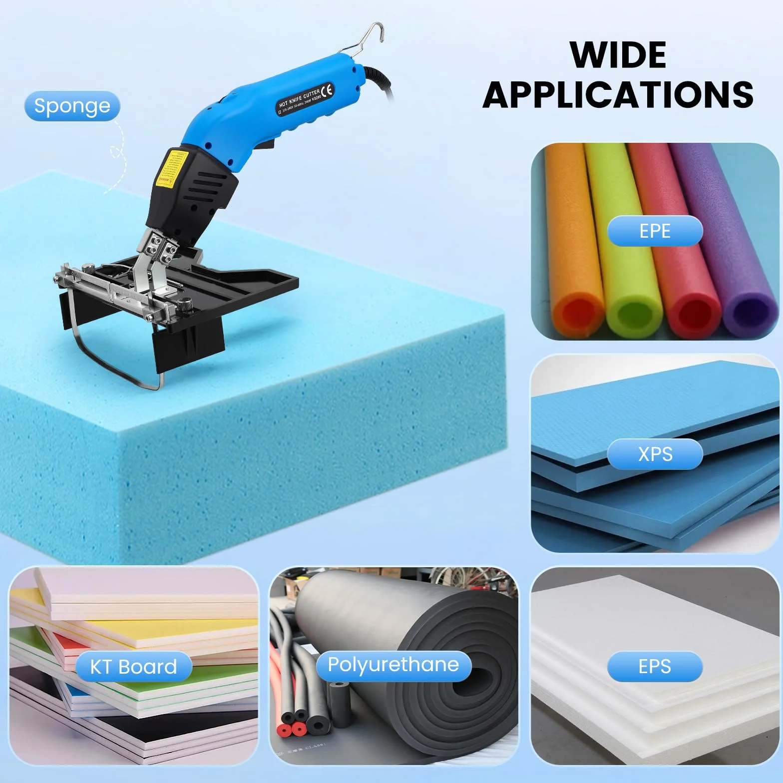 200W 2 IN 1 cortador de espuma Temperatura ajustable 0-600℃ Ancho de ranurado 16cm refrigeración por aire corte de espuma de poliestireno para bricolaje