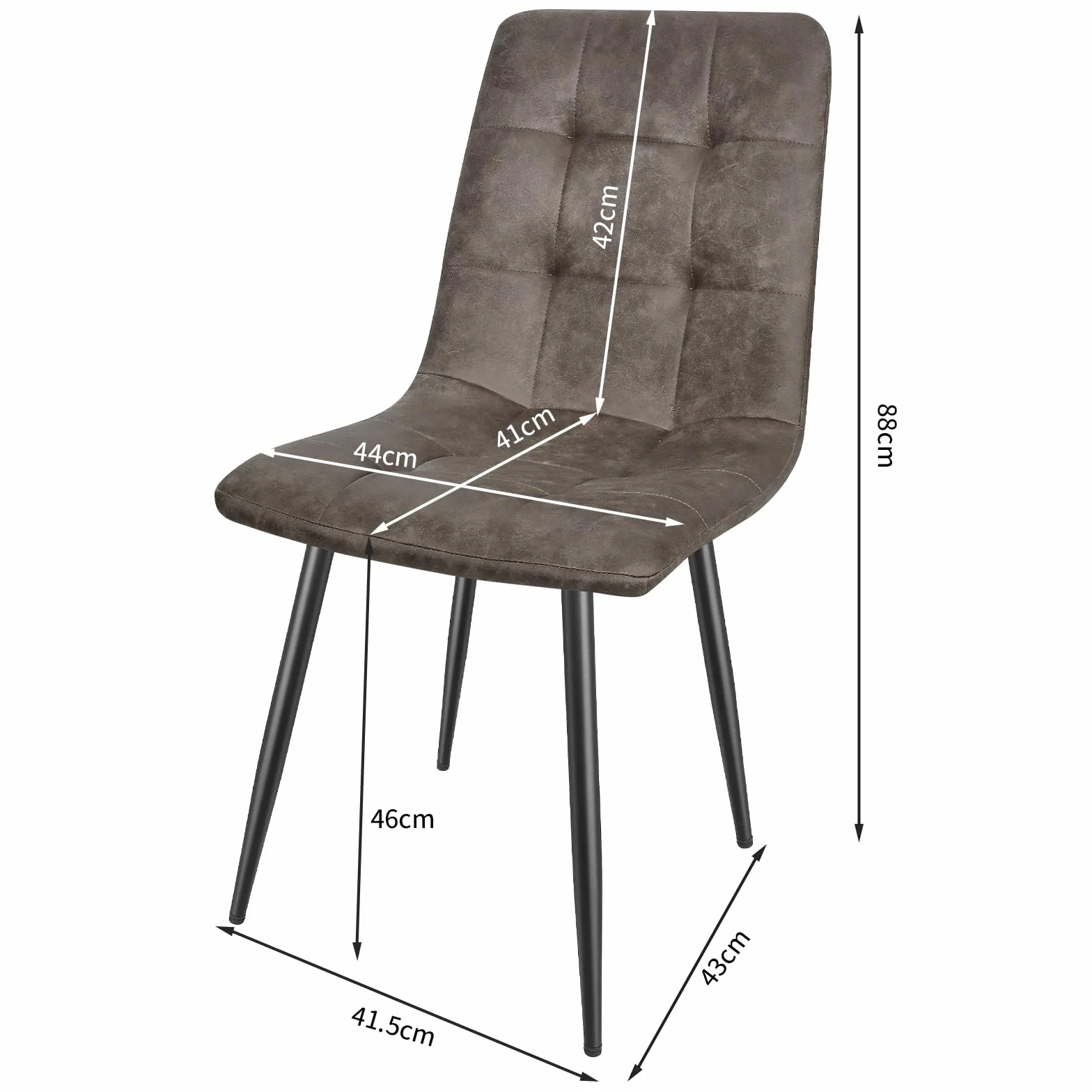 JIJIAN Pack de 6 Sillas de Comedor, Sillas de Cocina en Tejido Tecnológico, Sillas Tapizadas para Sala de Estar con Patas de Metal Negro, Adecuadas para Comedor, Sala de Espera, Marrón