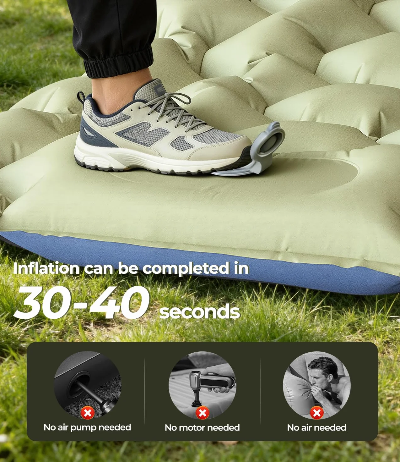 Colchon Hinchable Camping Ultraligera Resistente con Almohada Individual para Playa Viajes