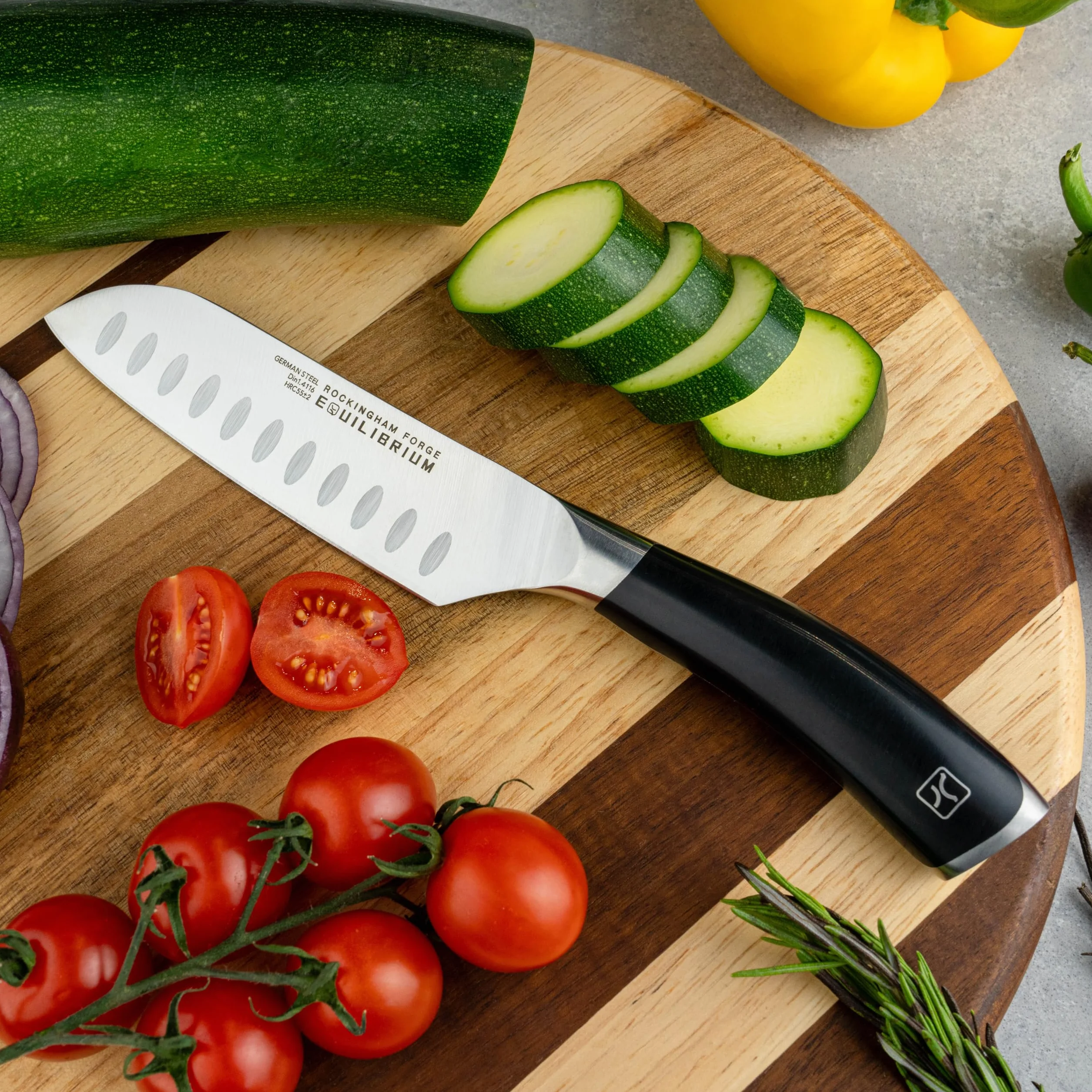 Cuchillo Santoku Rockingham Forge Equilibrium Series, 12,5 cm, acero inoxidable alemán de primera calidad