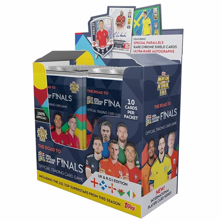 Topps Match Attax 101 Tarjetas de fútbol UEFA Nations League Finals Caja completa 24 paquetes 240 cartas