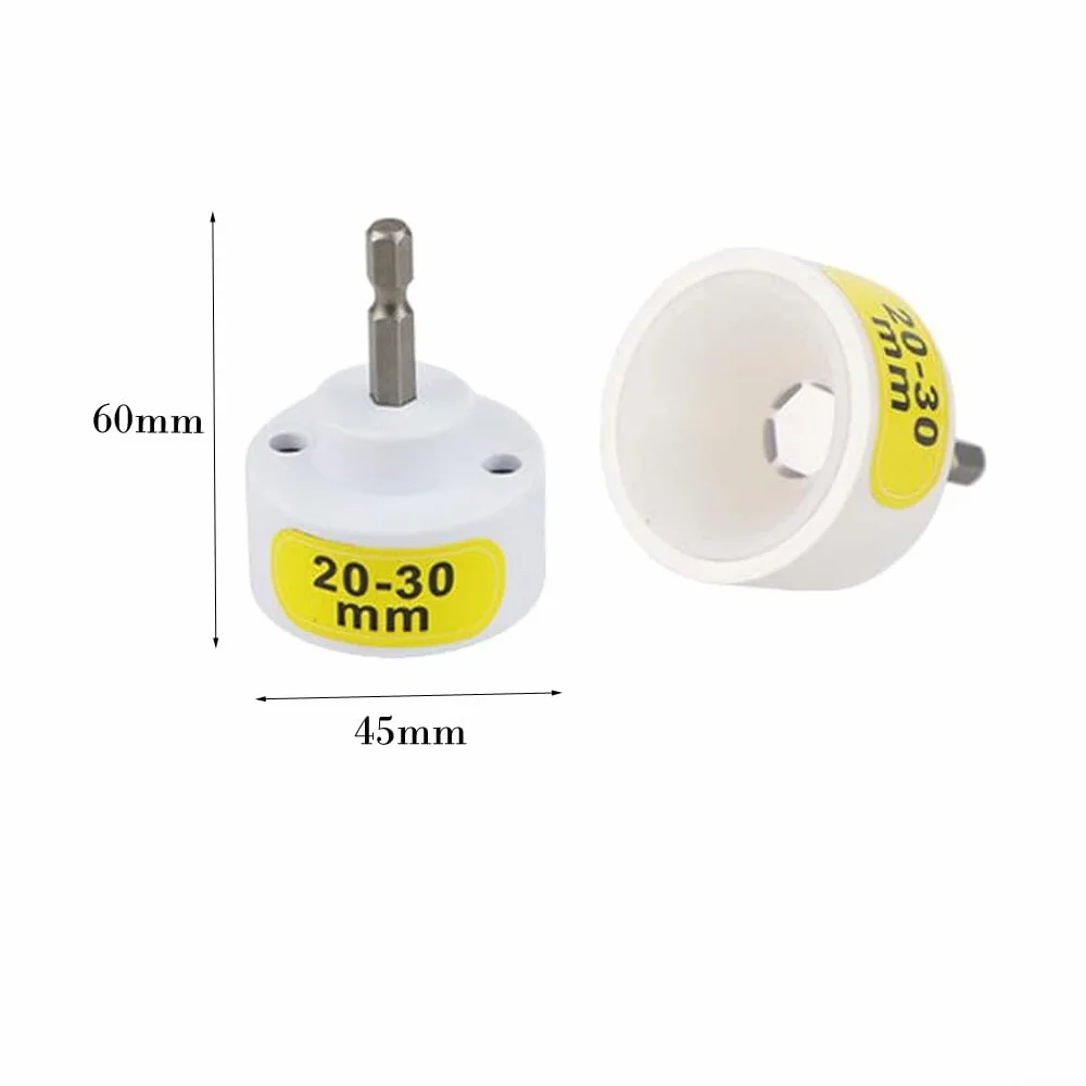 Cabezal taponador eléctrico blanco para sellado de botellas, adaptador de broca hexagonal de 1/4 pulgadas, herramienta de plástico ajustable de 10-50 mm, para operaciones de embalaje eficientes (20-30