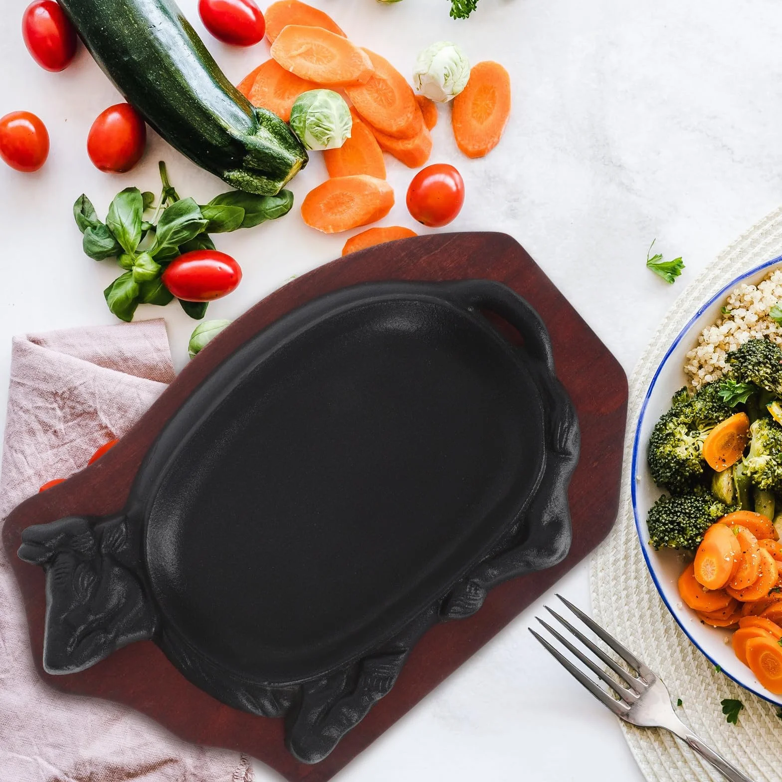 Garneck Plancha De Asar Antiadherente Para Carne y Pescado Placa De Parrilla De Buey Bandeja Ligera y Fácil De Transportar