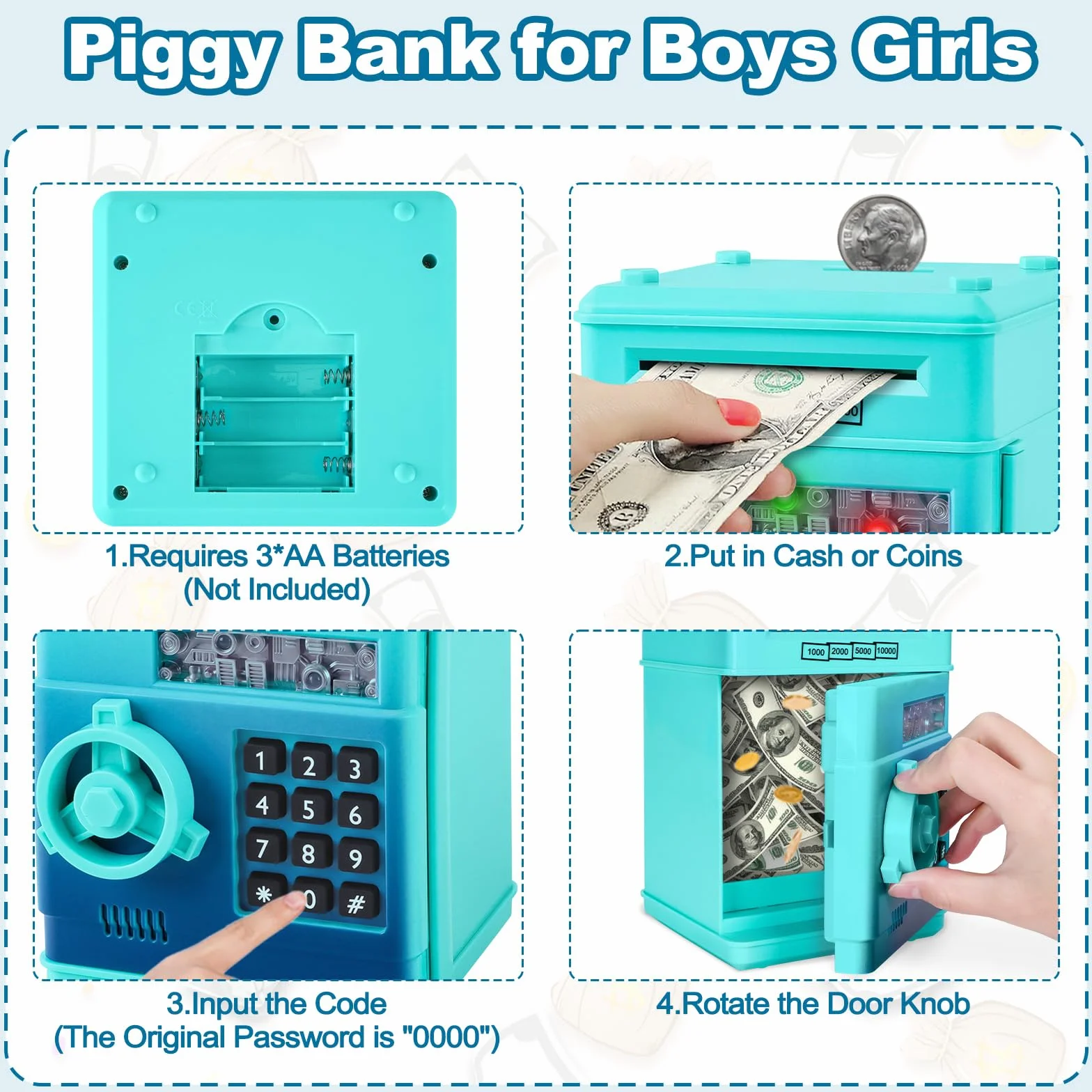 Highttoy Hucha Cajero Automatico Caja de Monedas Hucha Caja Fuerte para Niños