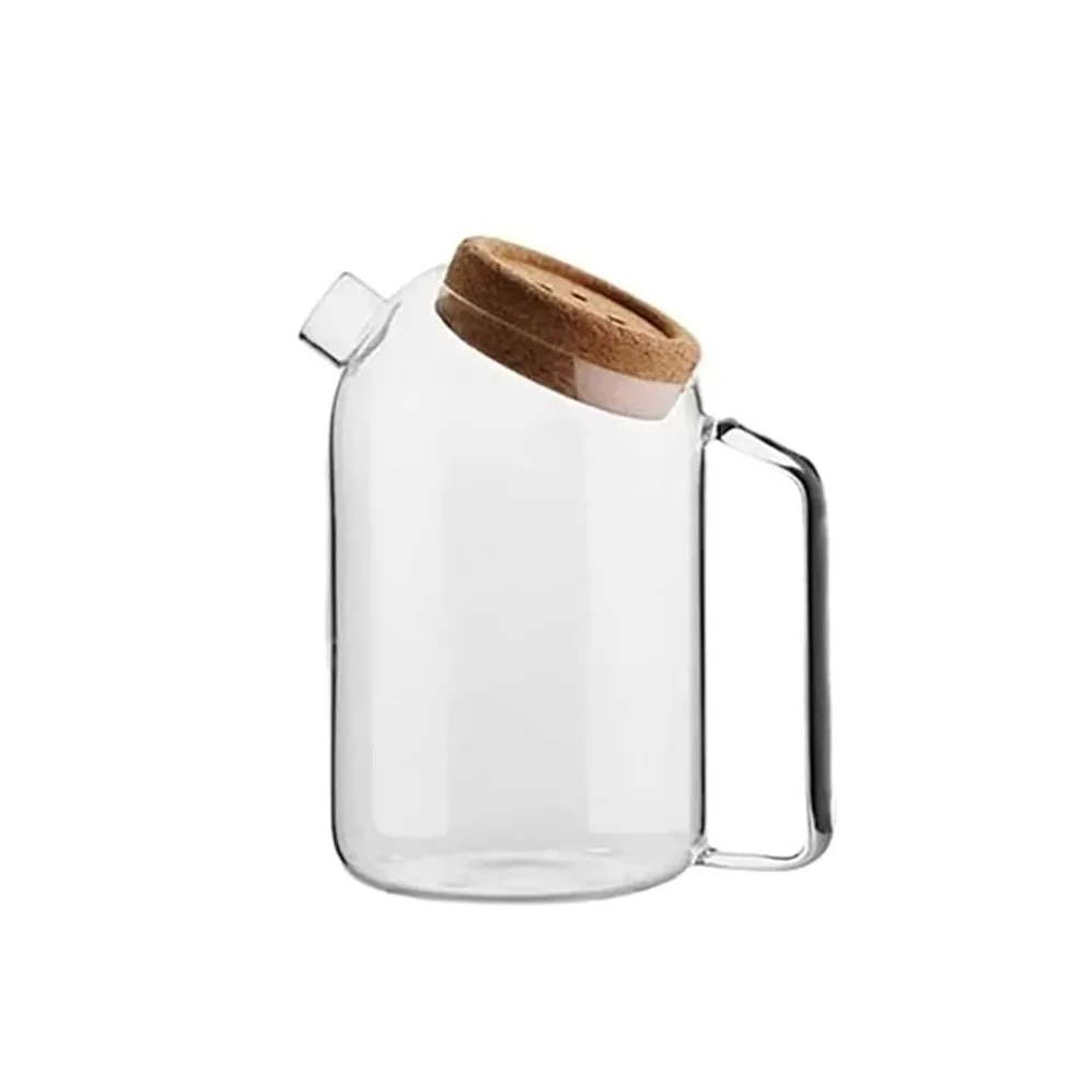 Caraffa Acqua Jarra de agua de vidrio creativa Tetera Botella de jugo fría resistente al calor con tapa de corcho Jarra de bebida de té helado de jugo Bevande Fatte in Casa(Medio)
