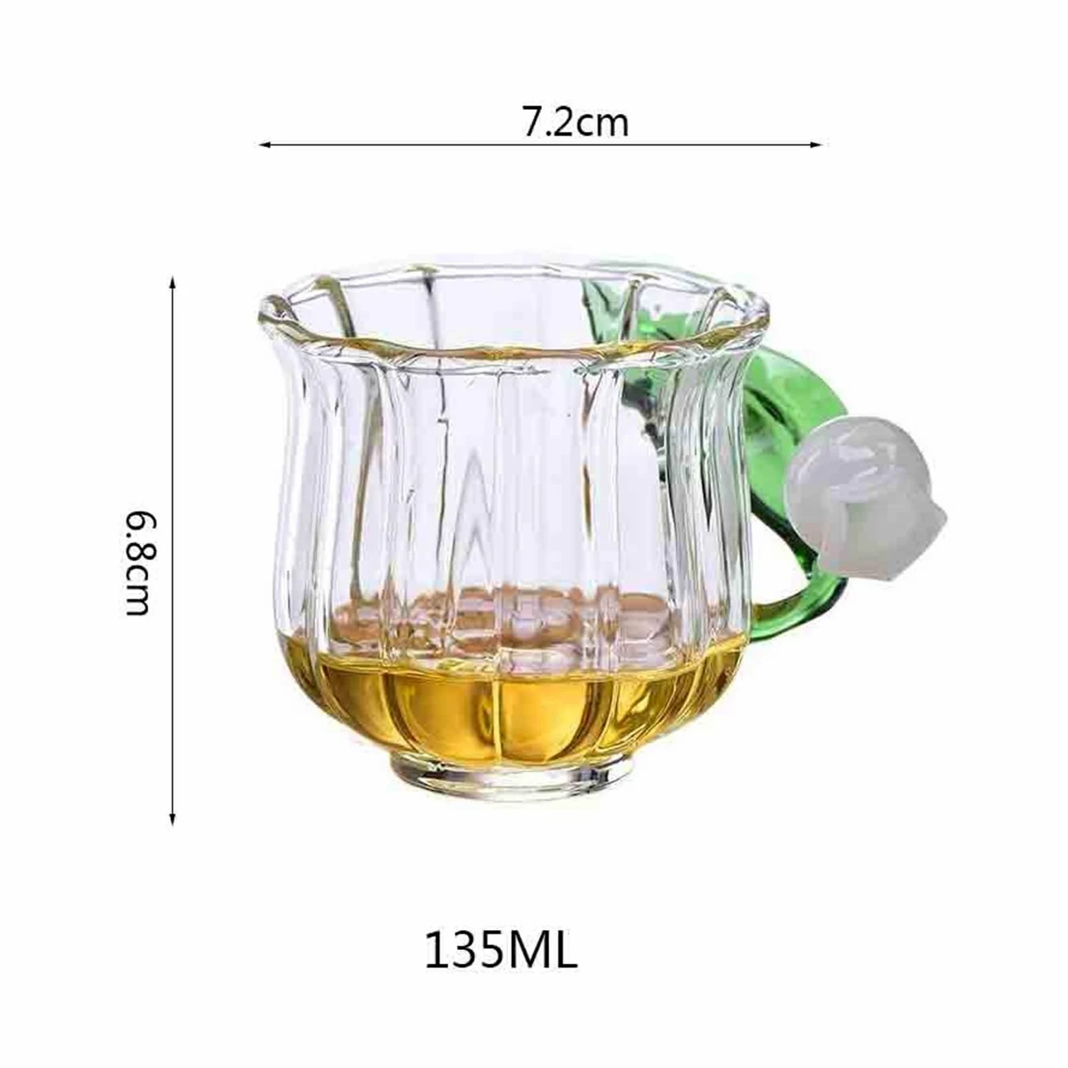 vasos para beber Taza de vidrio soplado a mano con asa en forma lirio la válvula, 135 ml. Tazas café/té borosilicato transparente