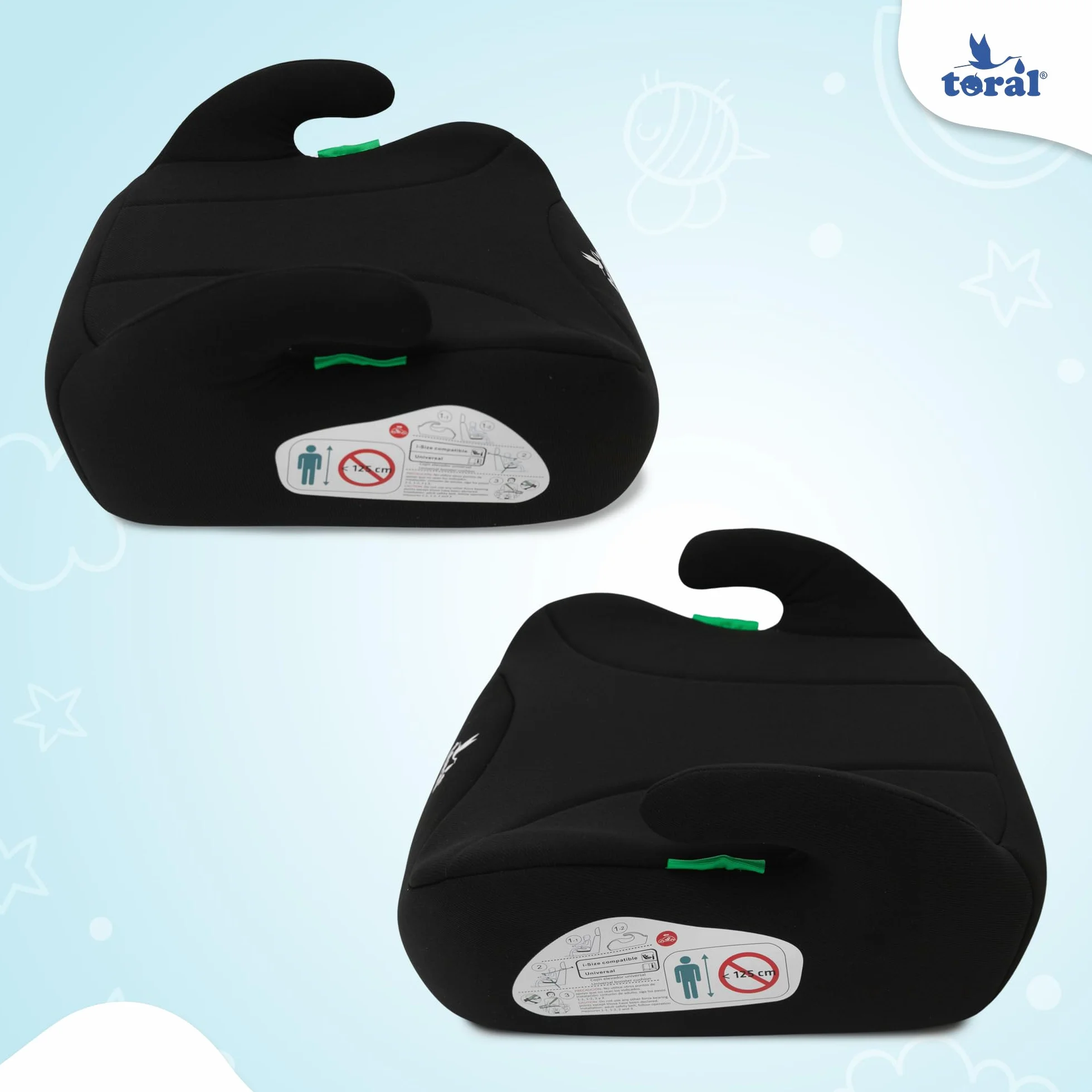 Toral - Alzador Coche Niño i-Size - Asiento Elevador Coche Niño - Silla Coche Grupo 3 - Modelo Mónaco Negro