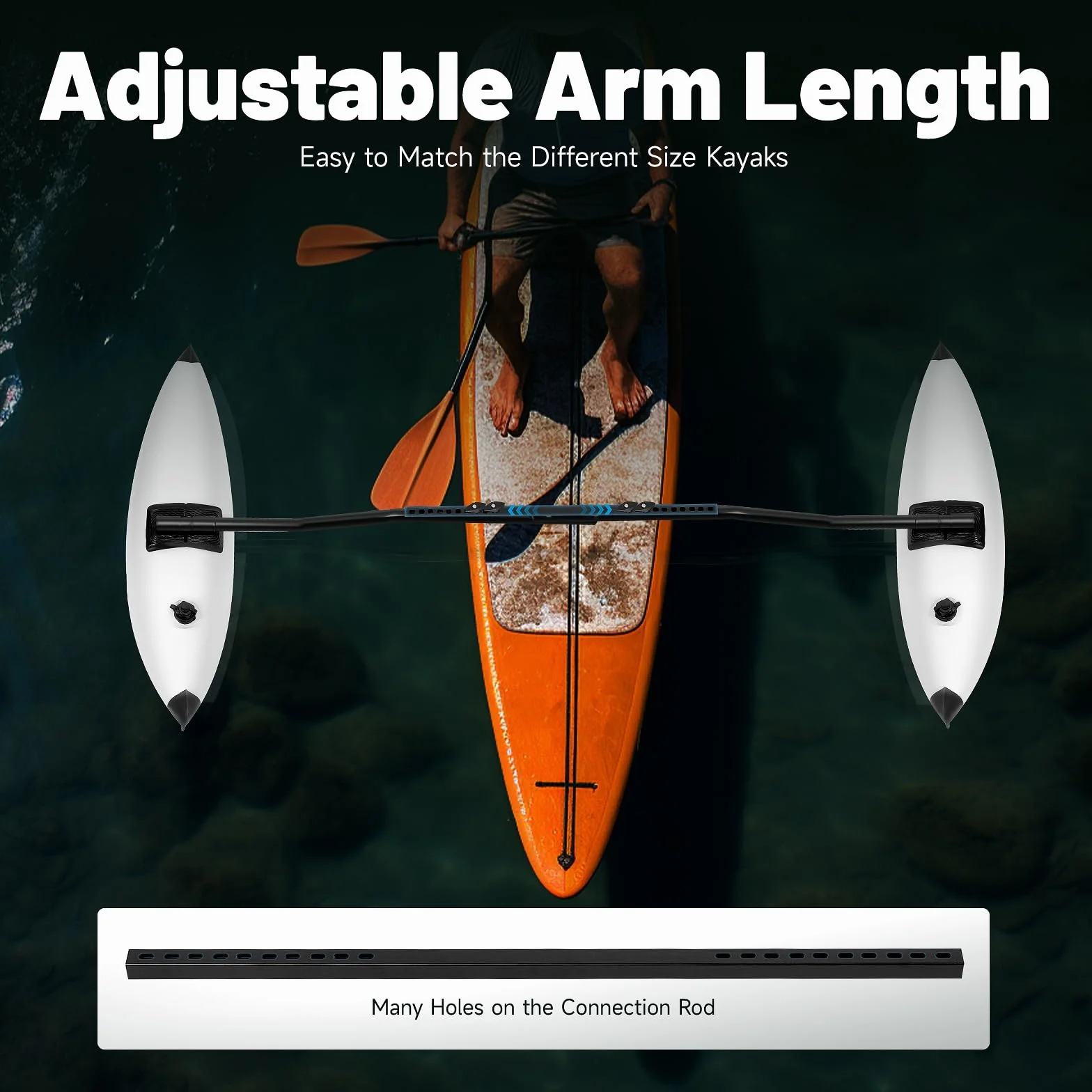 Kayak Inflatable Outrigger Stabilizer 2 Pieces Set with Aluminum Bar for Canoe