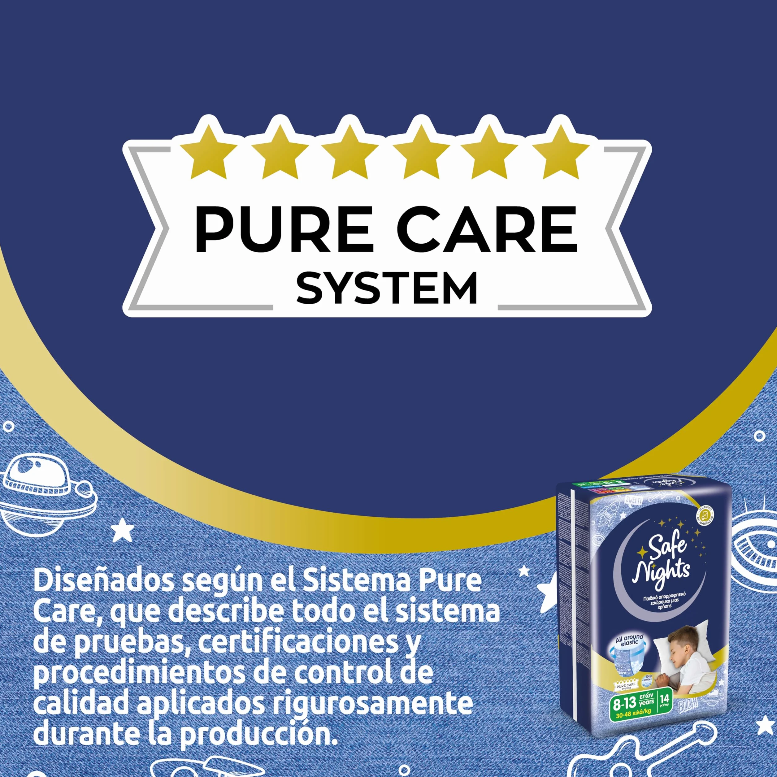 Babylino Safe Nights Boy Pañal Nocturno Absorbente 30-48 kg 14 Unidades