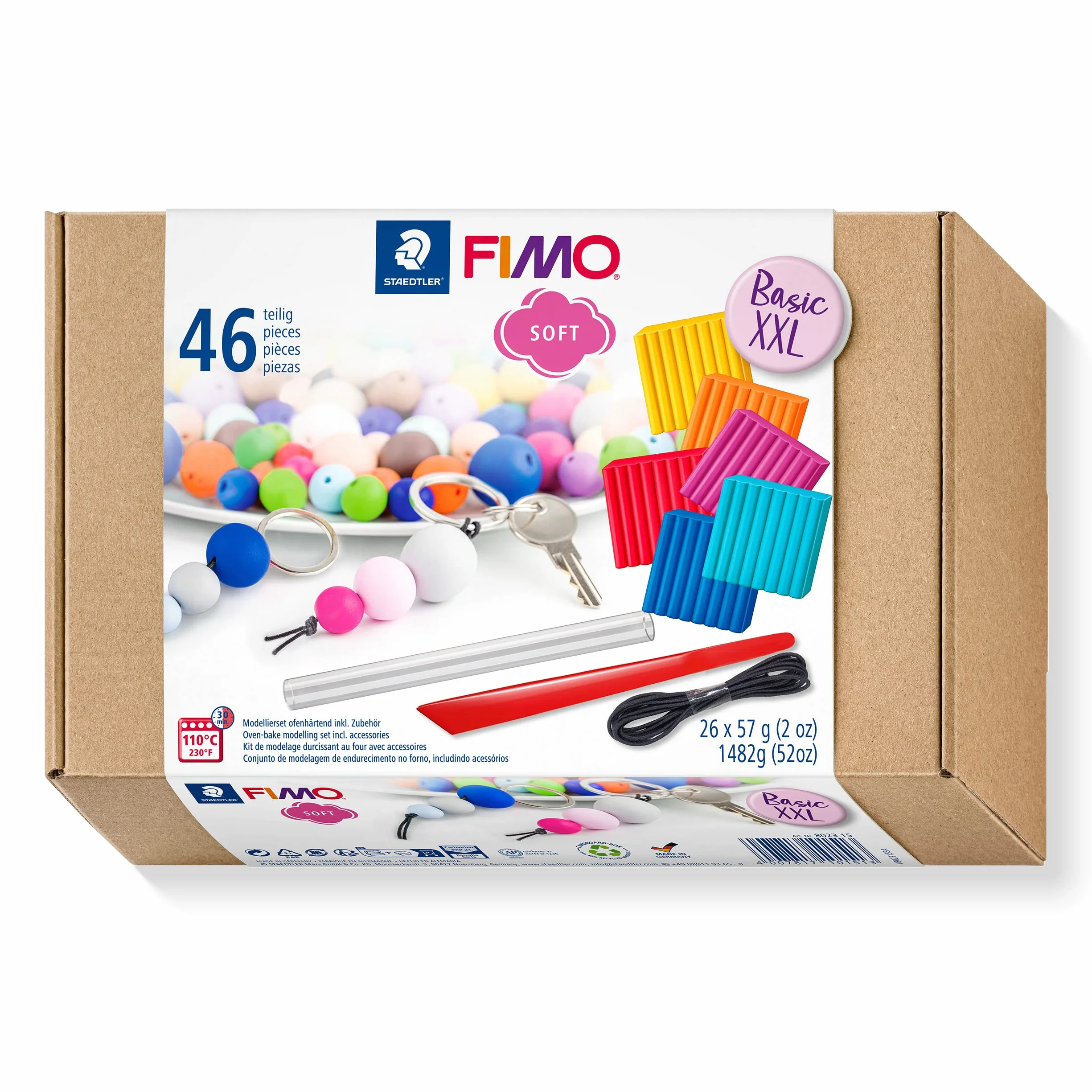 STAEDTLER FIMO soft 8023 Set Basic XXL – 26 x 57 g, 10 herramientas