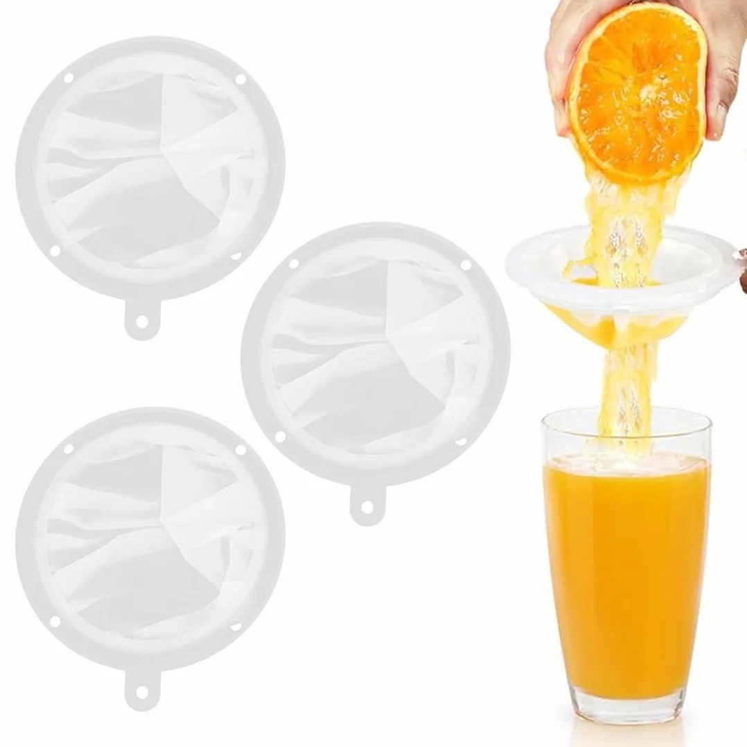3 Piezas Colador Ultrafino de Malla de Nailon, Colador de Cocina Multiuso de Tela, Colado Kefir, Utensilio para Colar Café, Filtro Eficiente para Aceite y Jugos, Mango de Plástico