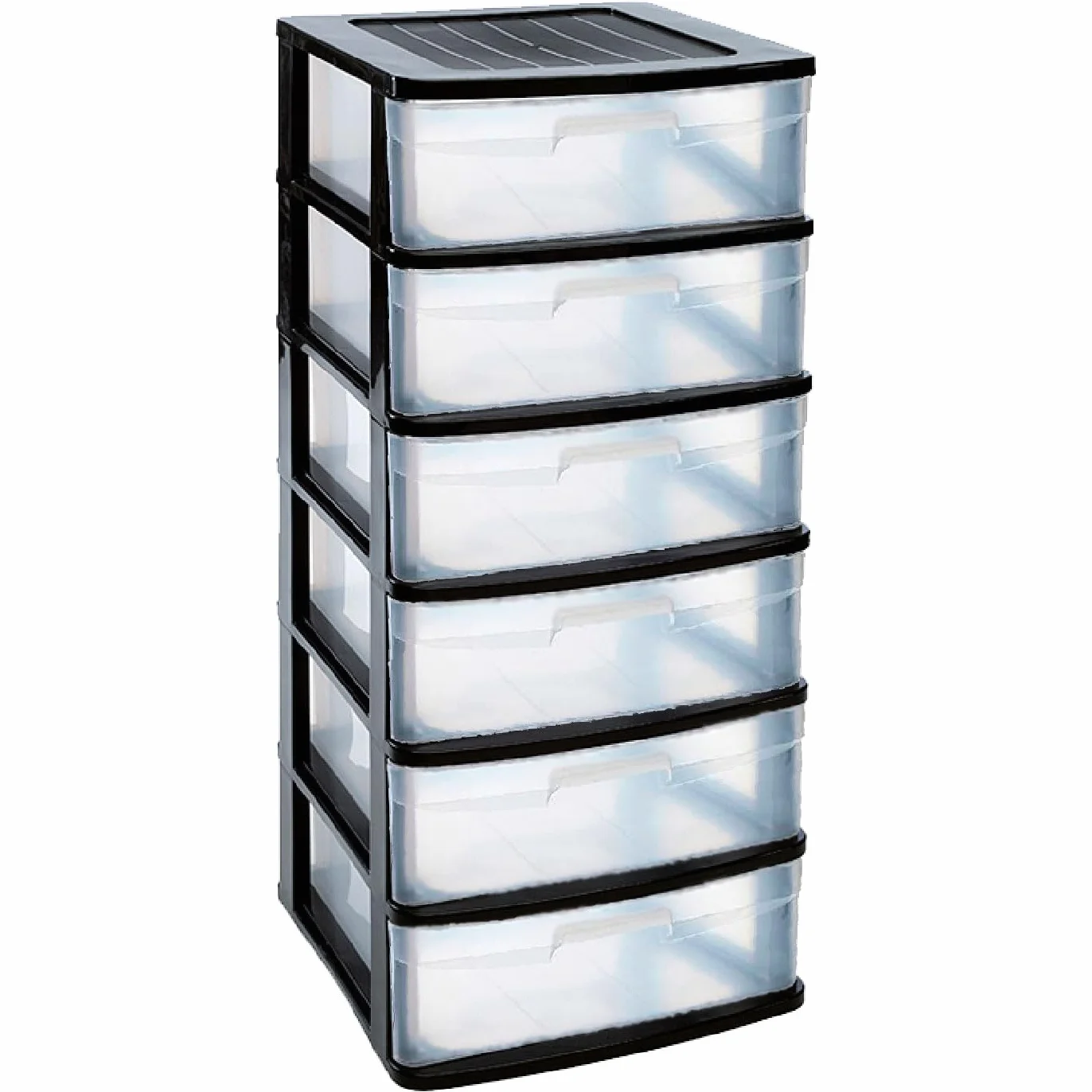 Acan Tradineur - Cajonera de organización “Nilo” - Ideal para el hogar o el trabajo - Fabricación en plástico - 6 Cajones translucidos - 119,5 x 56 x 40 cm - Color Negro