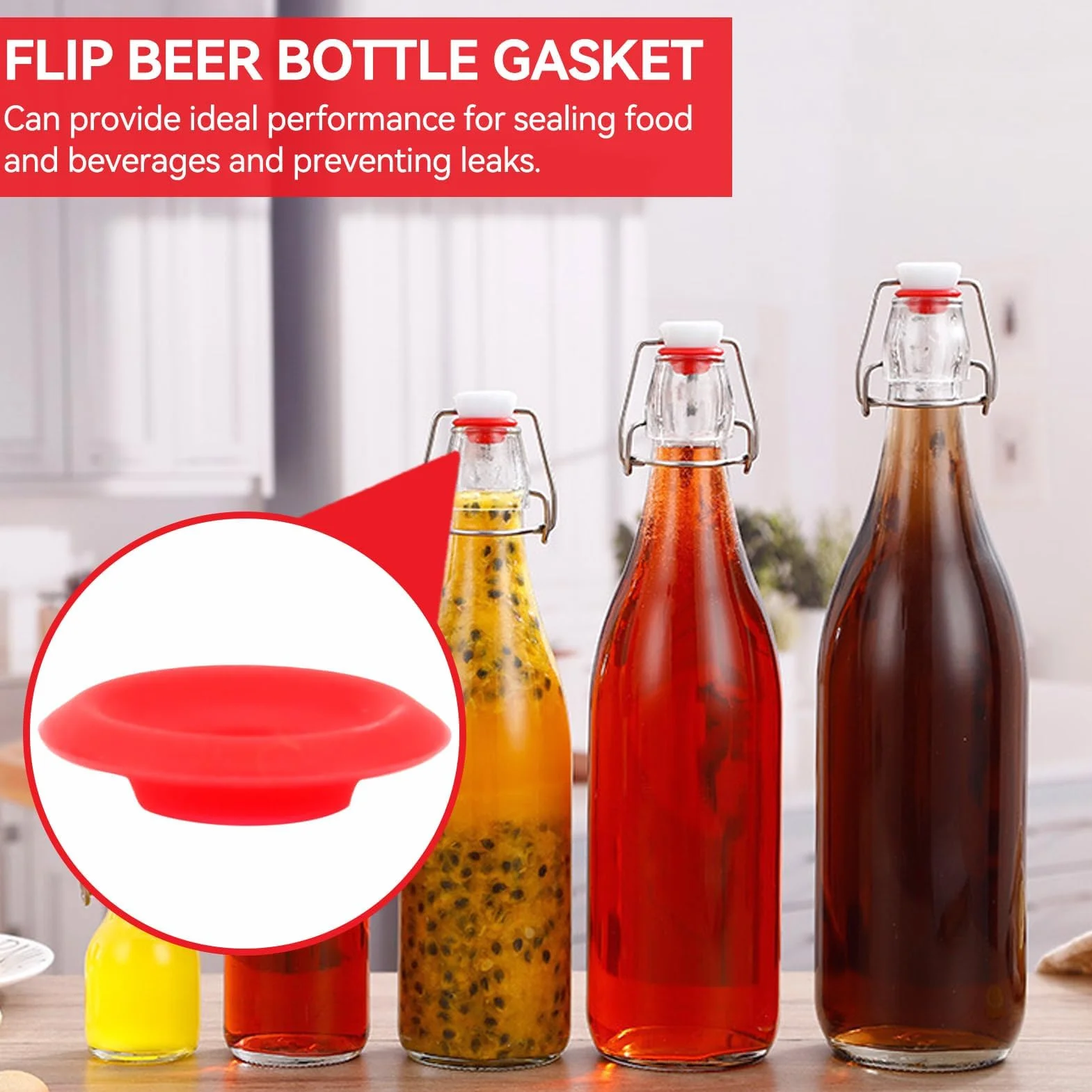50 Piezas Juntas De Silicona, 24 MM Botella De Cerveza Con El Sombrero De Goma Rojo Con La Cubierta De Lavadora Colgante Juntas De Goma Arandelas De Goma Para La Cervecería Casera De La Botella