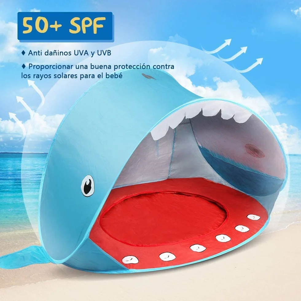 Opret Tienda Playa Bebe Pop-up Piscina Niños Carpa Plegable Portátil Anti UV 50+ Protector Solar, Azul