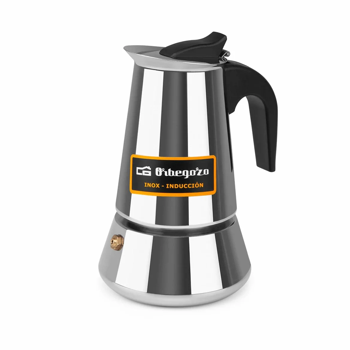 Orbegozo KFI 460 , Cafetera italiana inducción , 4 tazas , mango ergonómico, apta para cocinas de gas, eléctricas y de vitrocerámica, se puede usar en lavavajillas, color acero inoxidable