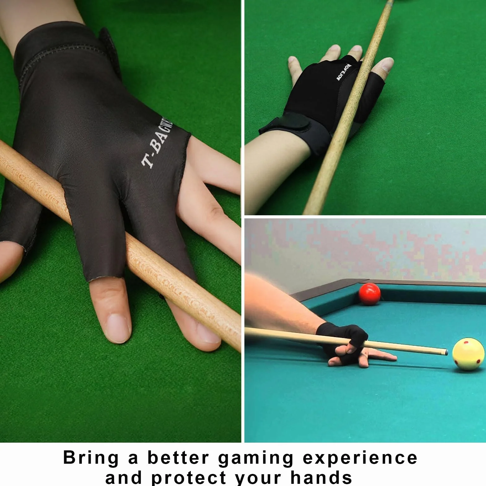 Einzelpaket Billard Handschuh,Billard Handschuh Links,Snookerhandschuhe,Einstellbare Billiard Handschuhrutschfeste Billardhandschuhe,Dreifinger-Billardhandschuhe,Atmungsaktiv,Schwarz
