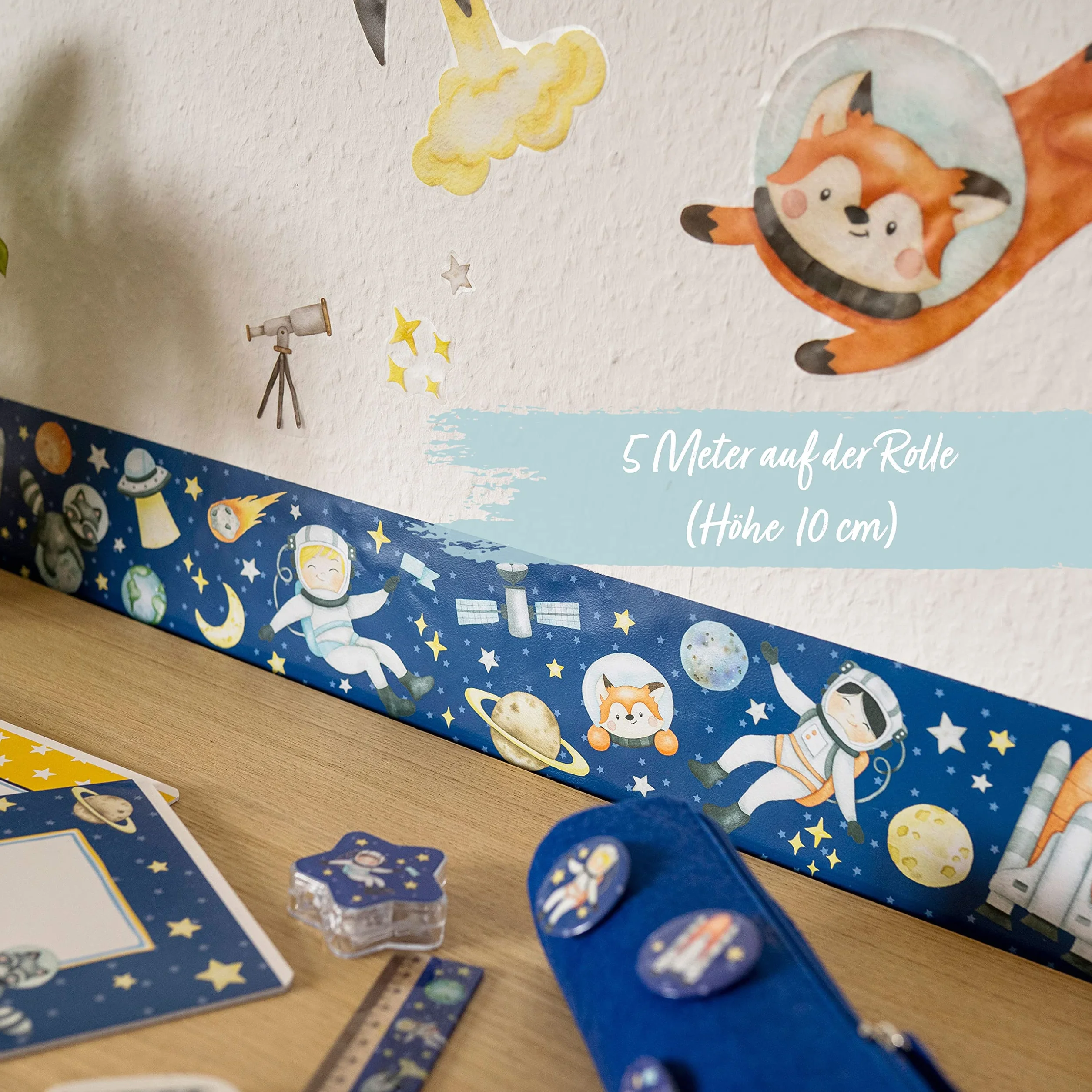 Papierdrachen Frontera Infantil Astronauta | Frontera Habitación Infantil | Papel Pintado para Niños | Embellecer Paredes y Habitaciones Temáticas | Decoración de Paredes para Niños y Niñas - Set 5
