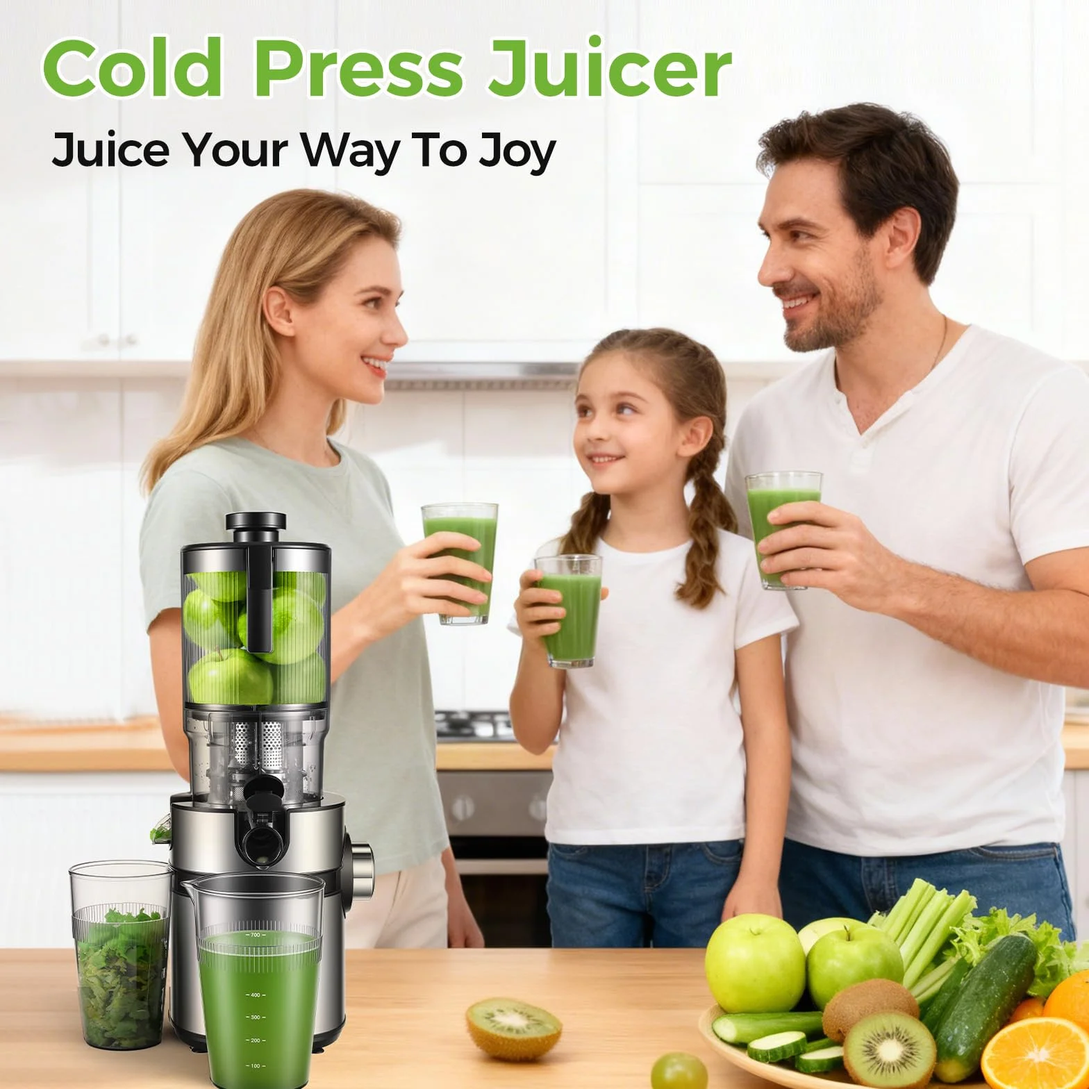 Extractor de zumos y verduras, YASHE juicer machine con boca de alimentación ancha de 12,7 cm para frutas y verduras enteras, licuadora prensado en frío con autoalimentación, alto rendimiento de zumo