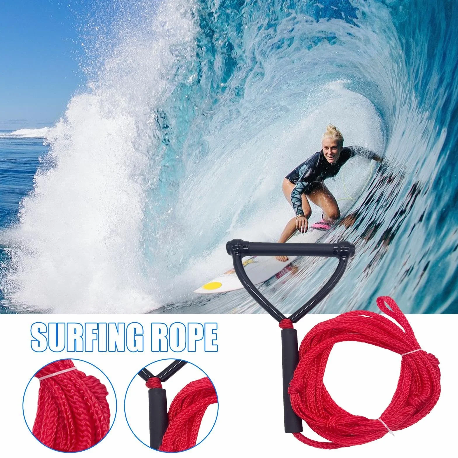 Cuerda de Remolque para Surf - Línea de Arnés para Deportes Acuáticos con Asa para Wakeboard, Esquí y Tabla de Surf