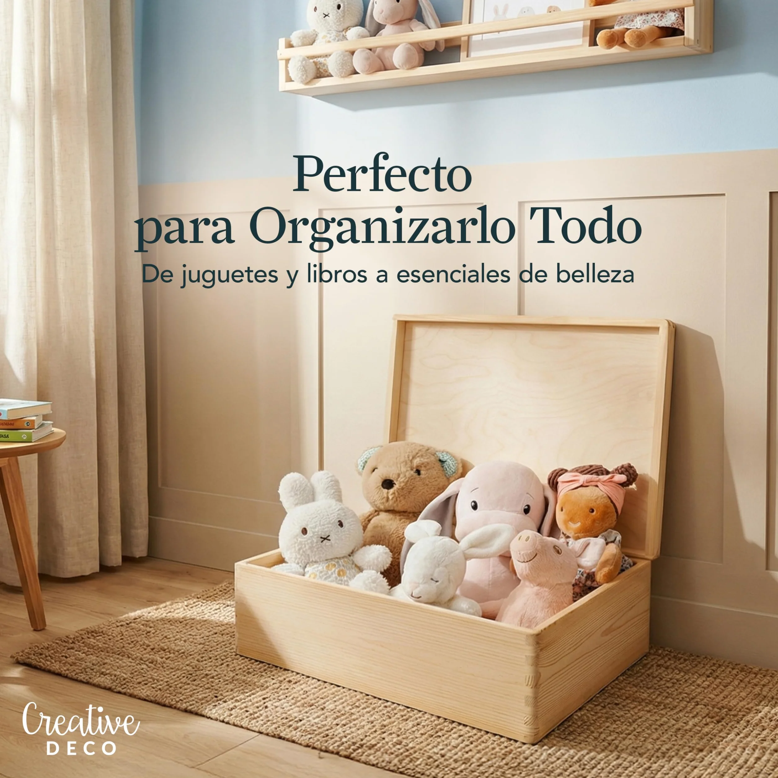 Creative DECO Grande Caja Madera Decorativa | 40 x 30 x 14 cm (+/-1cm) | con Tapa | Cofre Pascua Decorar Regalo Decoupage | Juguetes, Documentos, Objetos, Herramientas | EN BRUTO SIN LIJAR