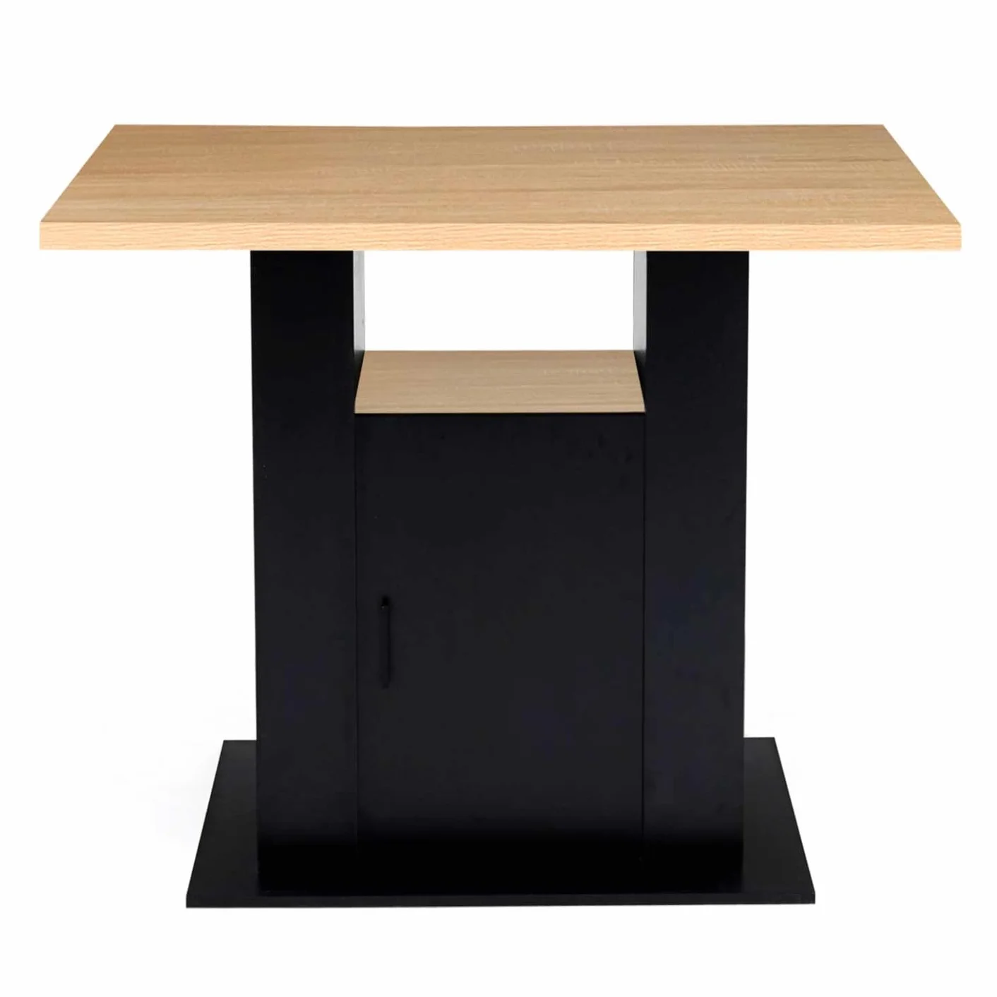 IDMarket – Ilot Central UGO 110 cm madera negra e imitación haya con almacenamiento