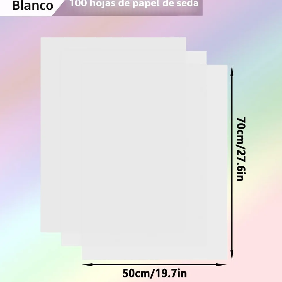 LZRinue 100 Hojas de Papel de Seda Blanco, 70 x 50 cm, para Envolver Regalos, Manualidades, Cumpleaños, Bodas, Baby Shower