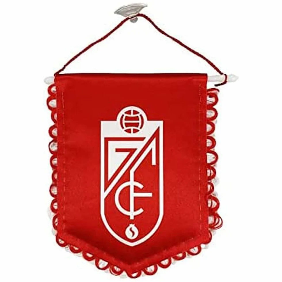 Granada CF Banderín oficial pequeño para coche 100% poliéster rojo 15 x 12 cm
