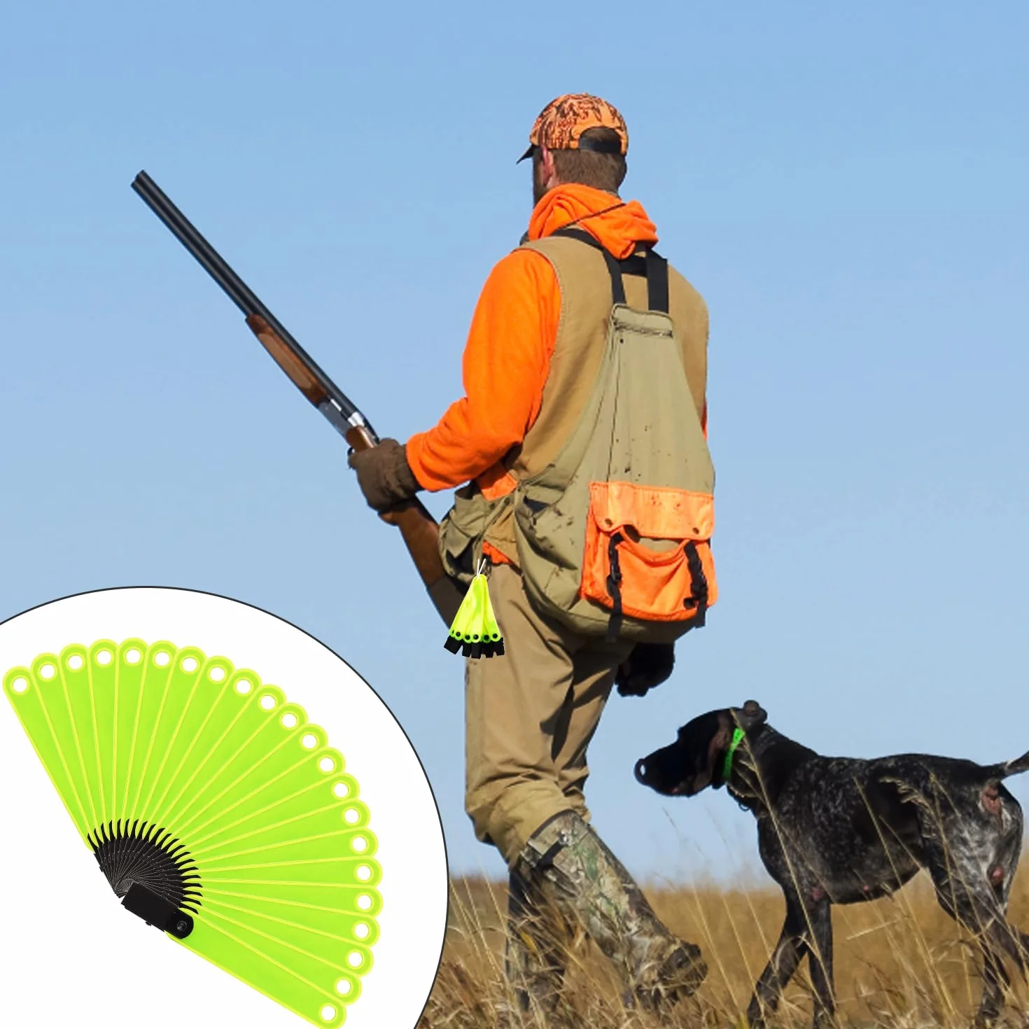 Marcadores de Sendero Reflectantes 24 Uds con Clips para Senderismo al Aire Libre Camping Amarillo Fluorescente