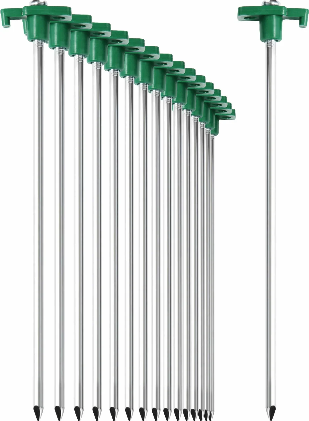 Piquetas de Acero para Carpa com-four 16x - Estacas Largas y Duraderas con Montaje de Plástico para Acampar