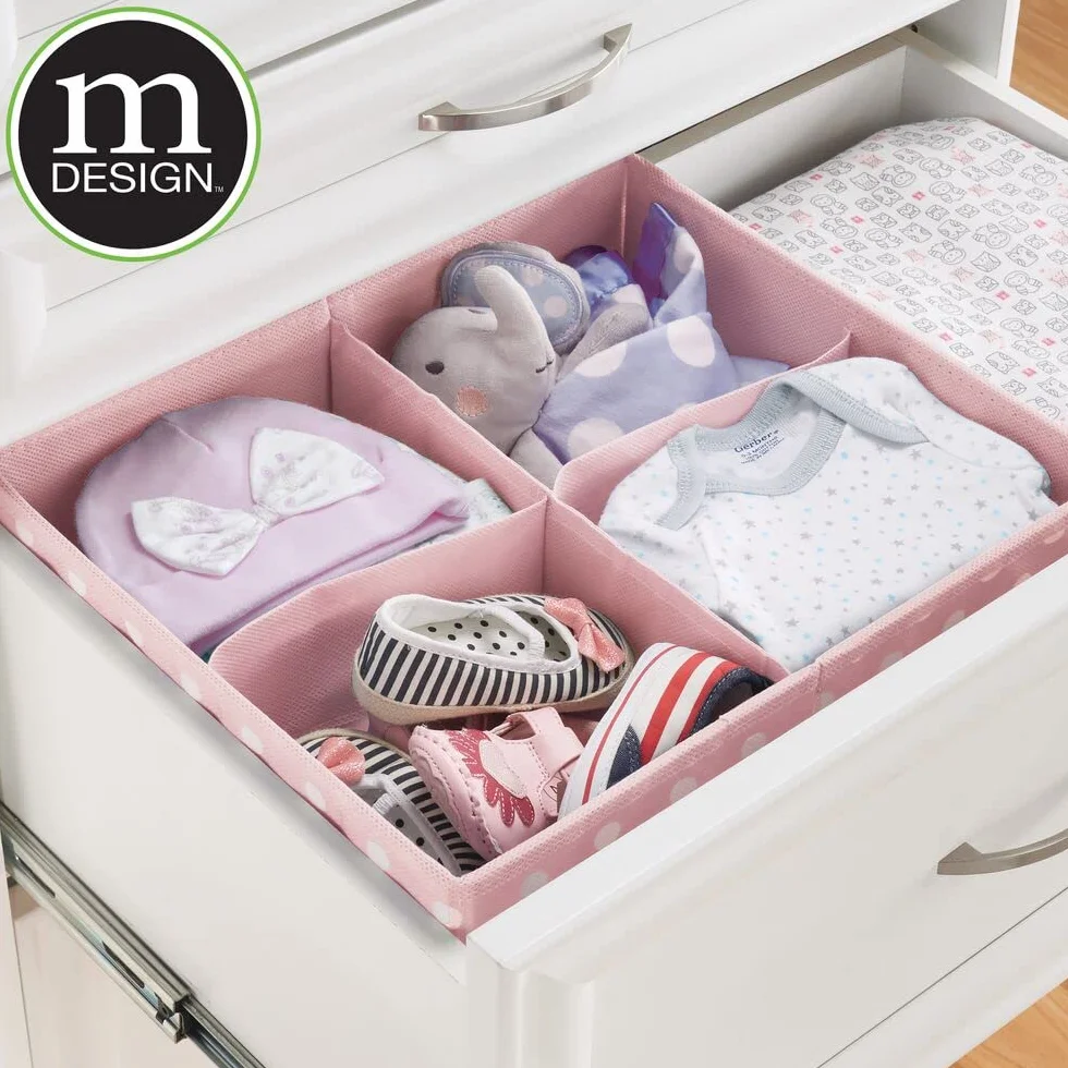mDesign Juego de 5 cajas de almacenamiento para habitación infantil, rosa claro
